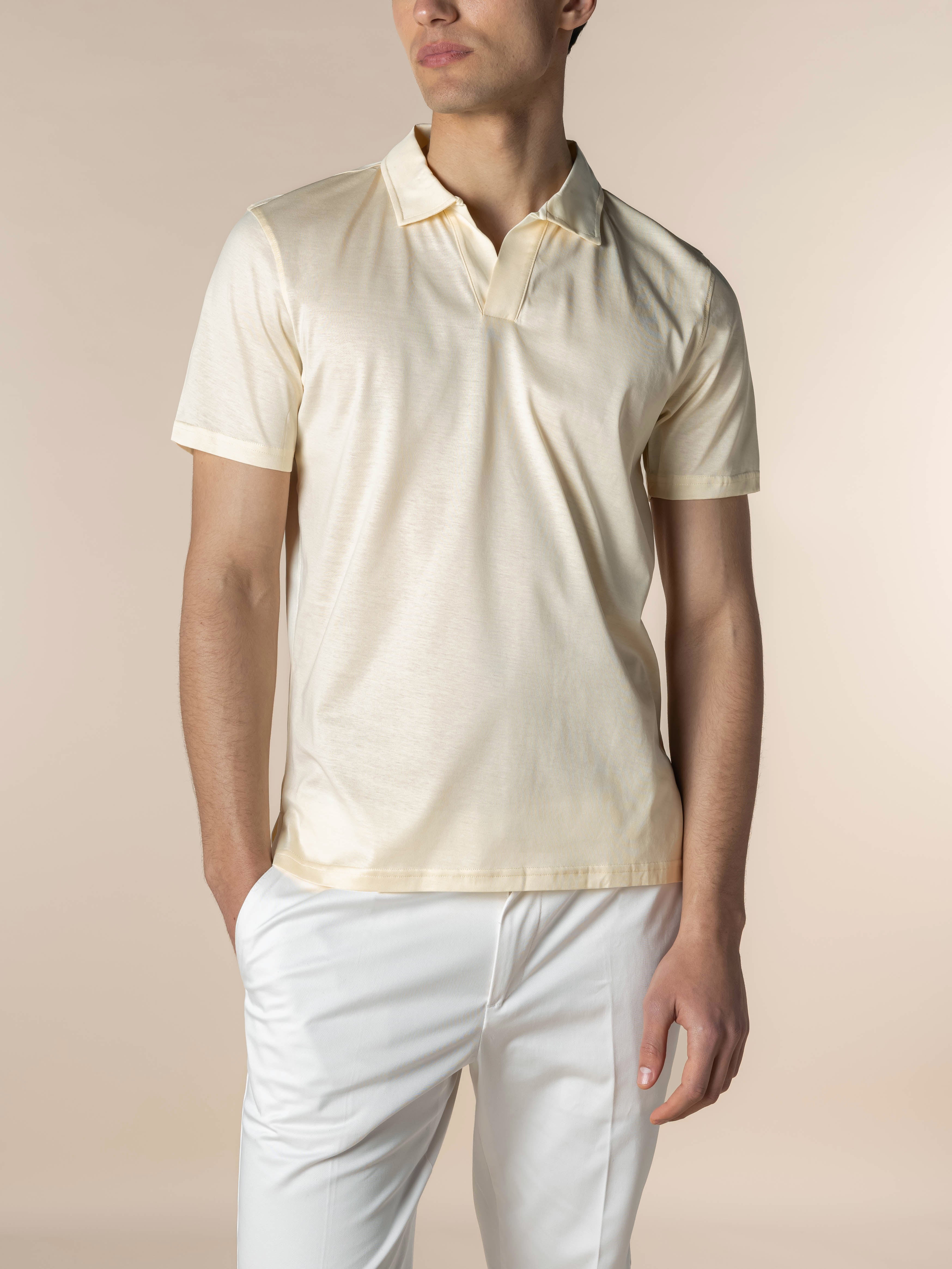 Vanilla Buttonless Polo Shirt