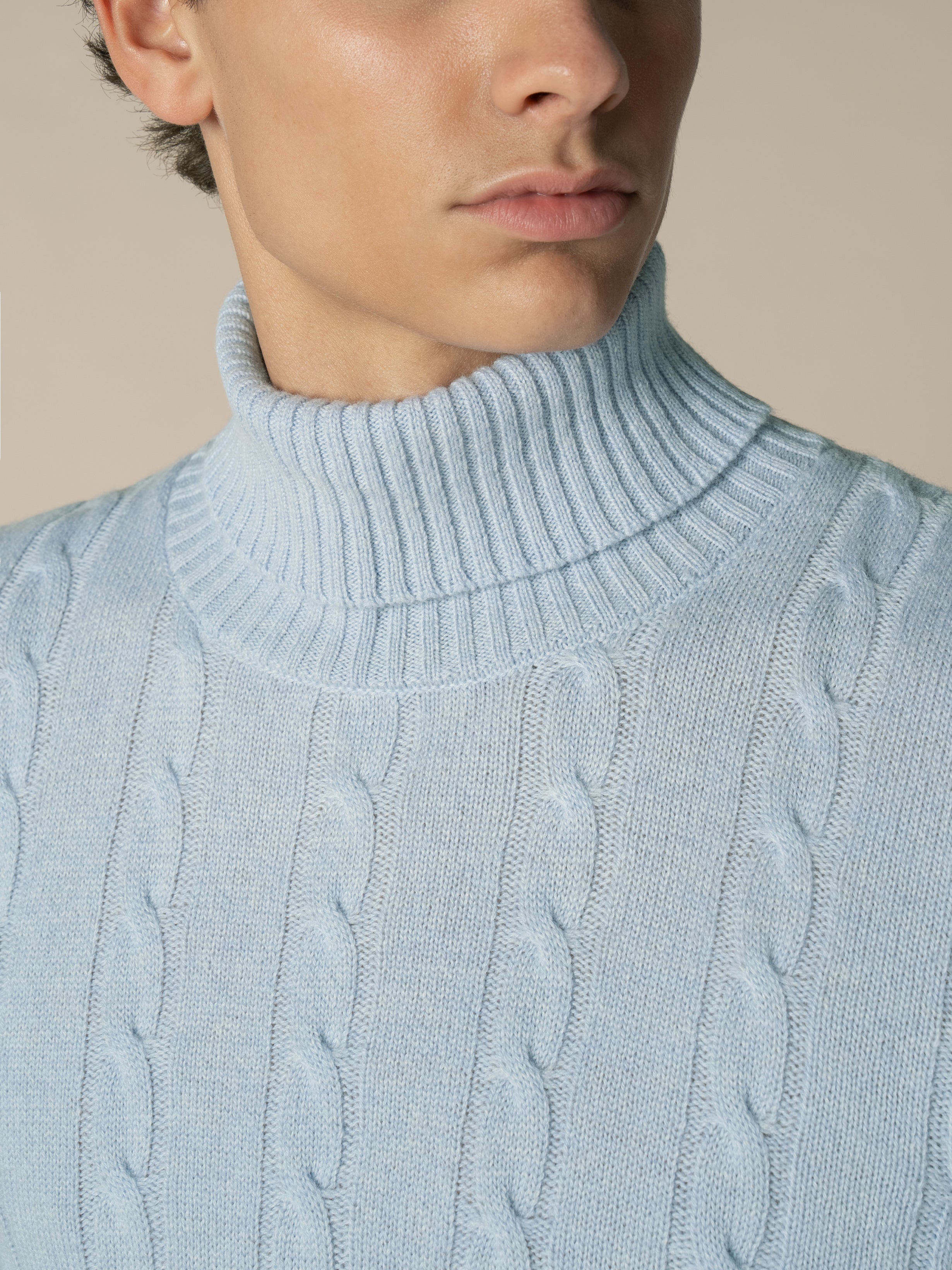 Dolcevita Cable Knit Sweater Baby Blue