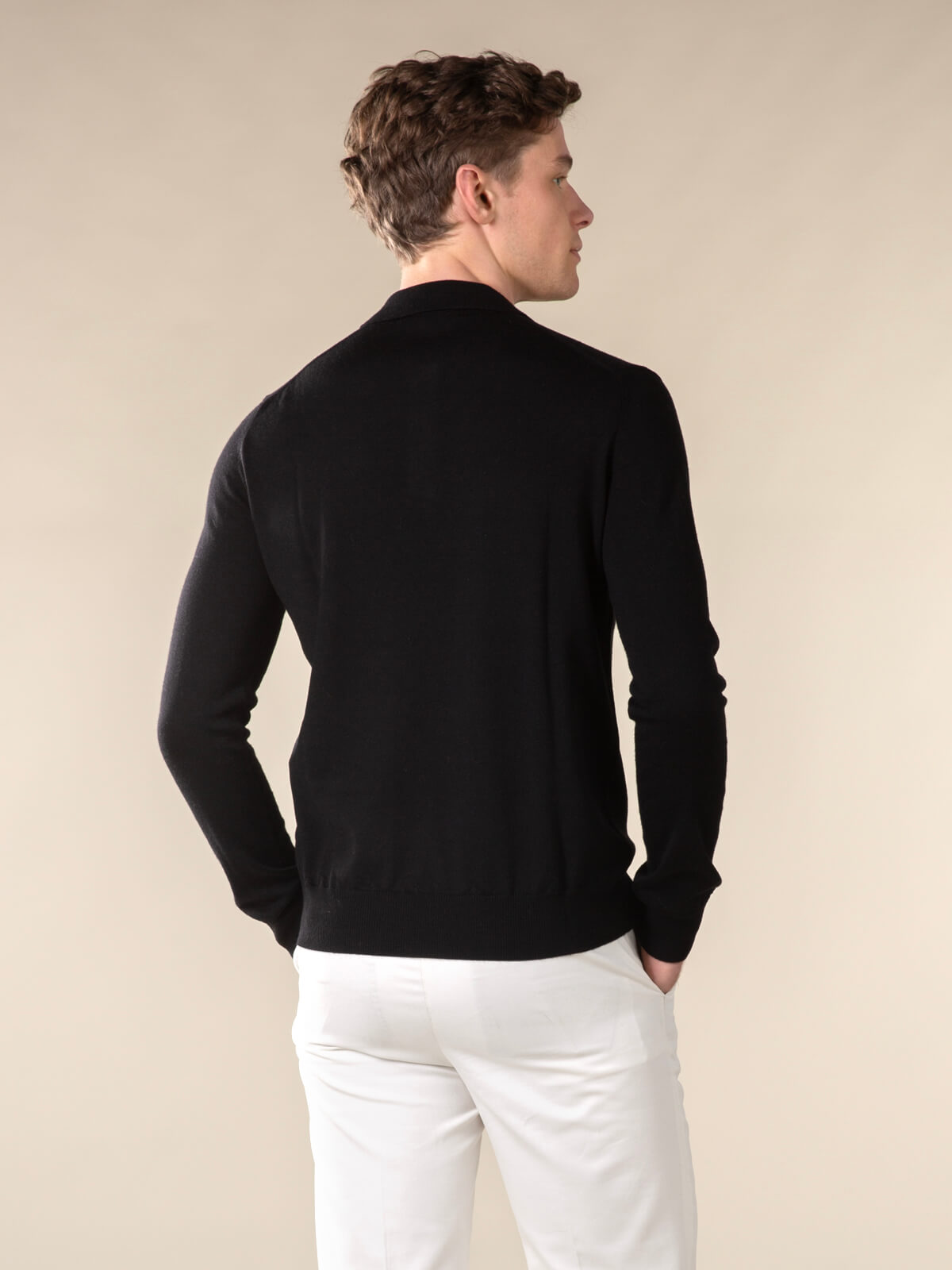 Merino Strickpolo Schwarz