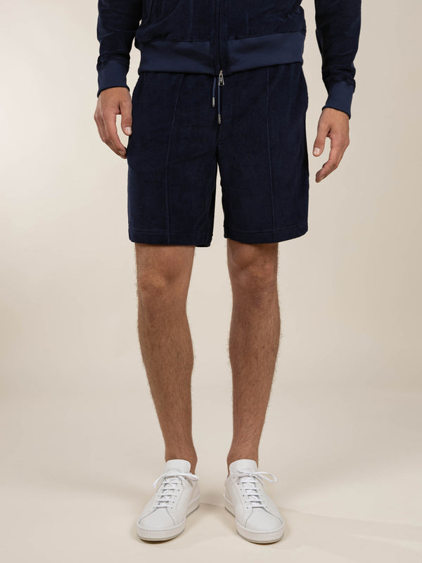 Navy Terry Towelling Leisure Shorts