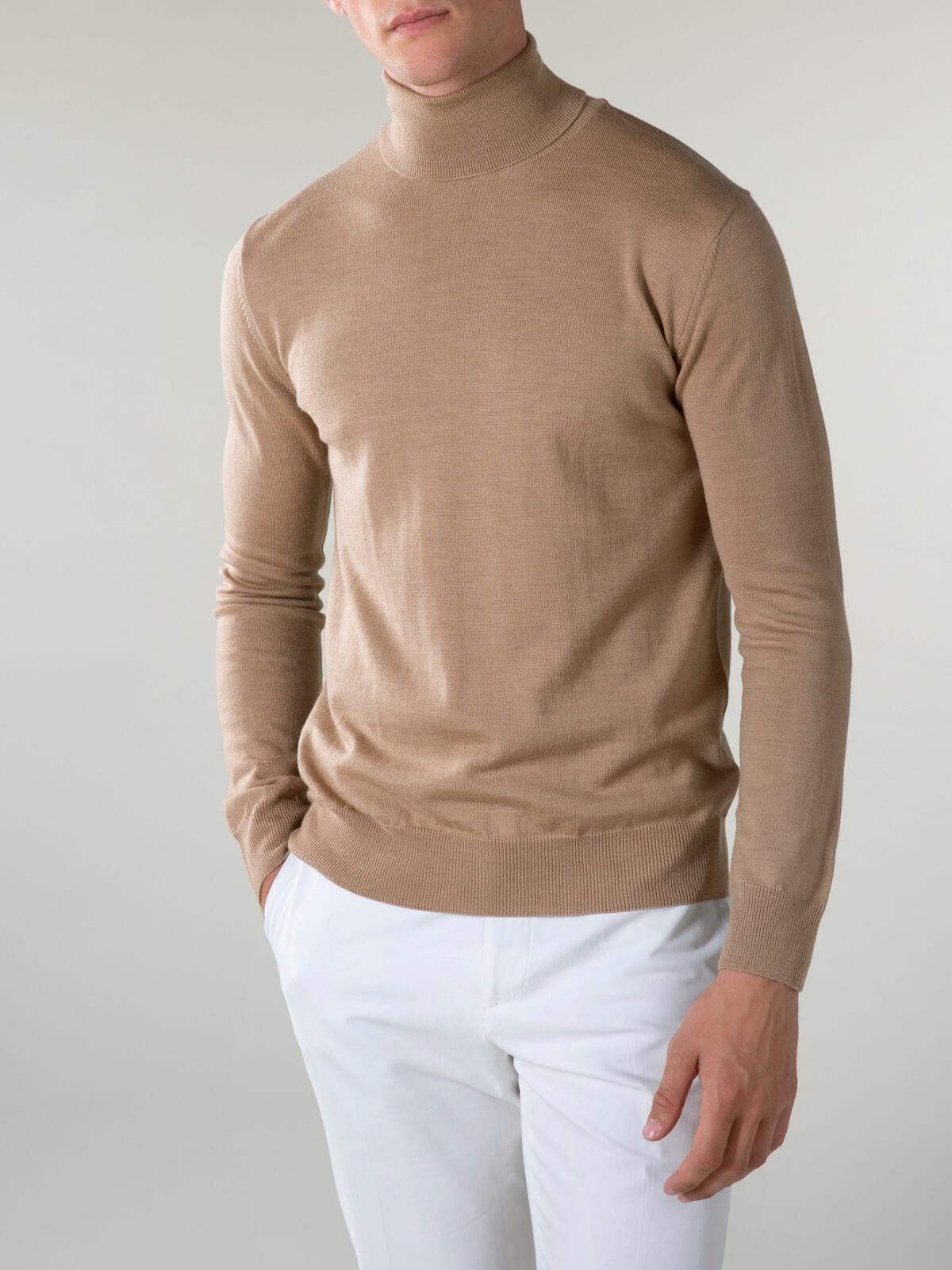 Merino Rollkragenpullover Beige