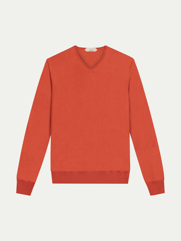 Merino V-Neck Pullover Orange