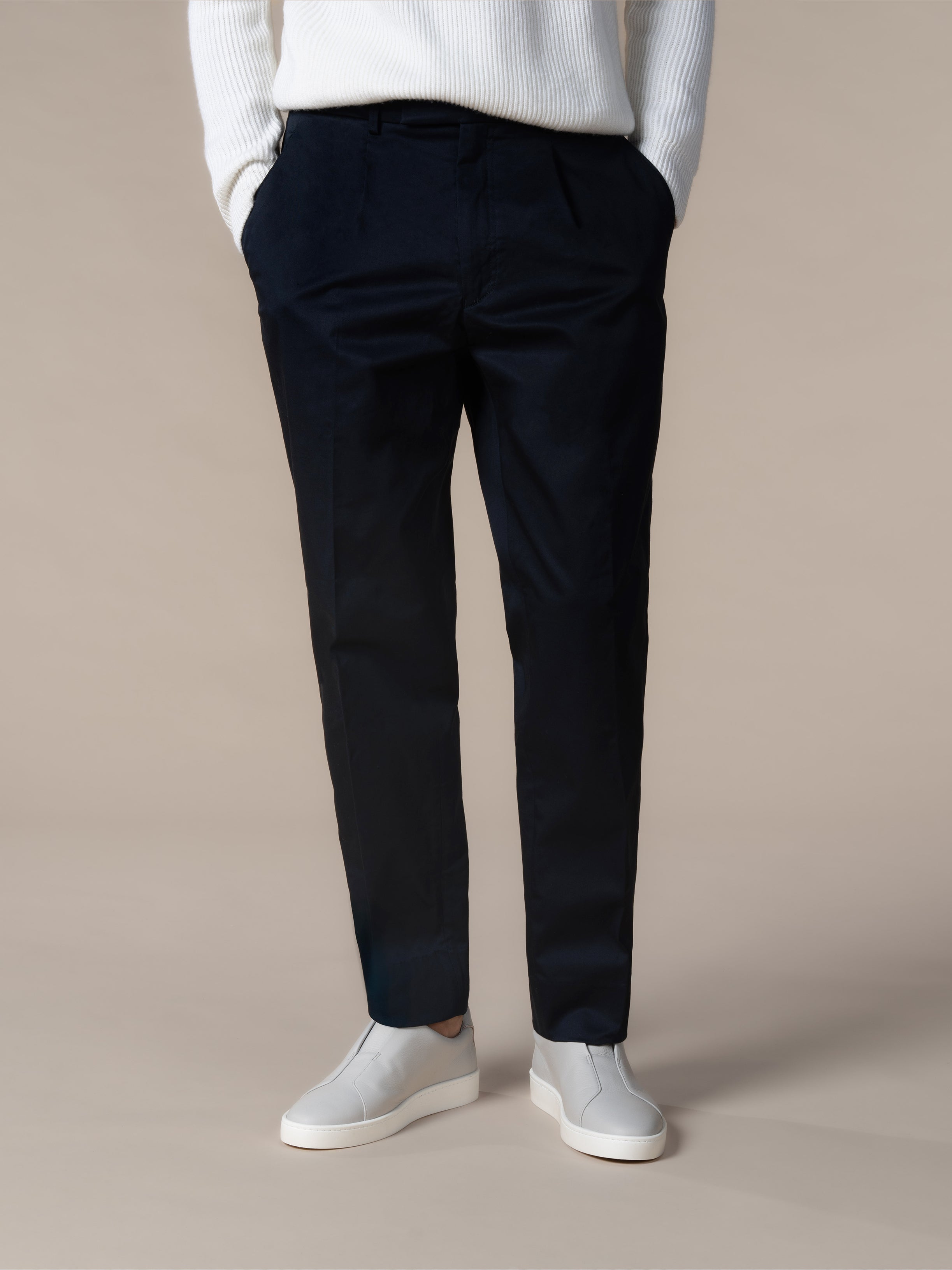 Navy Cotton Wool Voyager Trousers