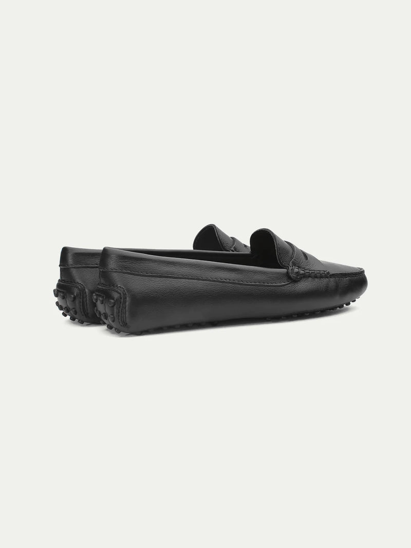 Black Leather Driving Shoes Aurelien