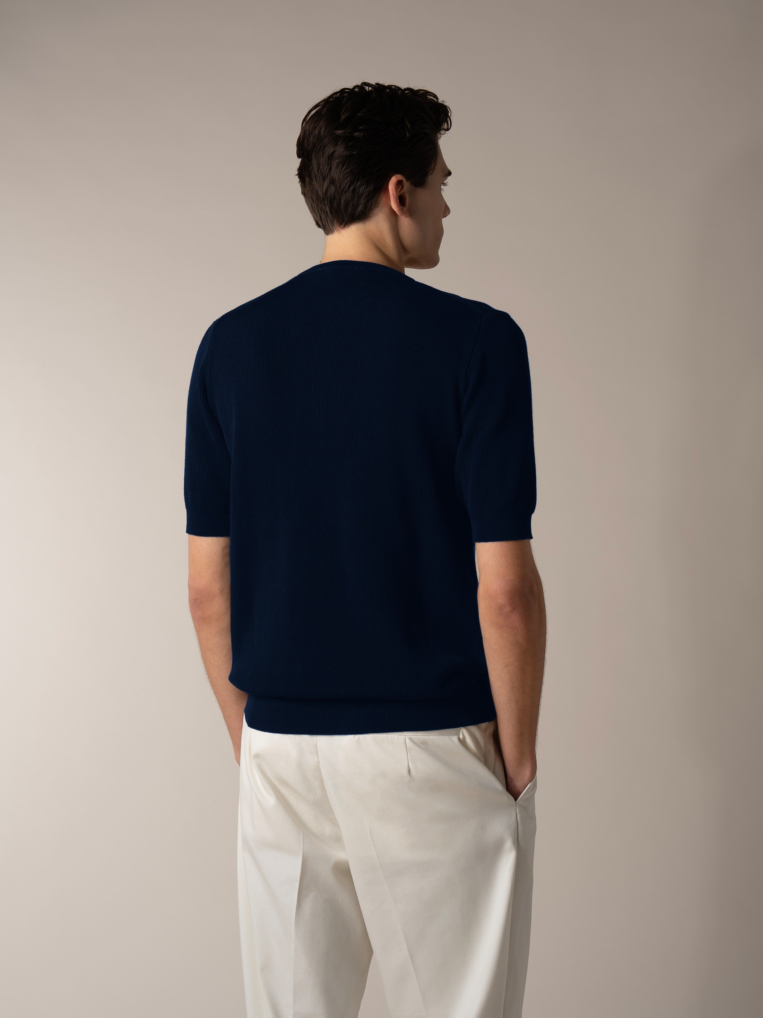 Navy Ribbed T-Shirt