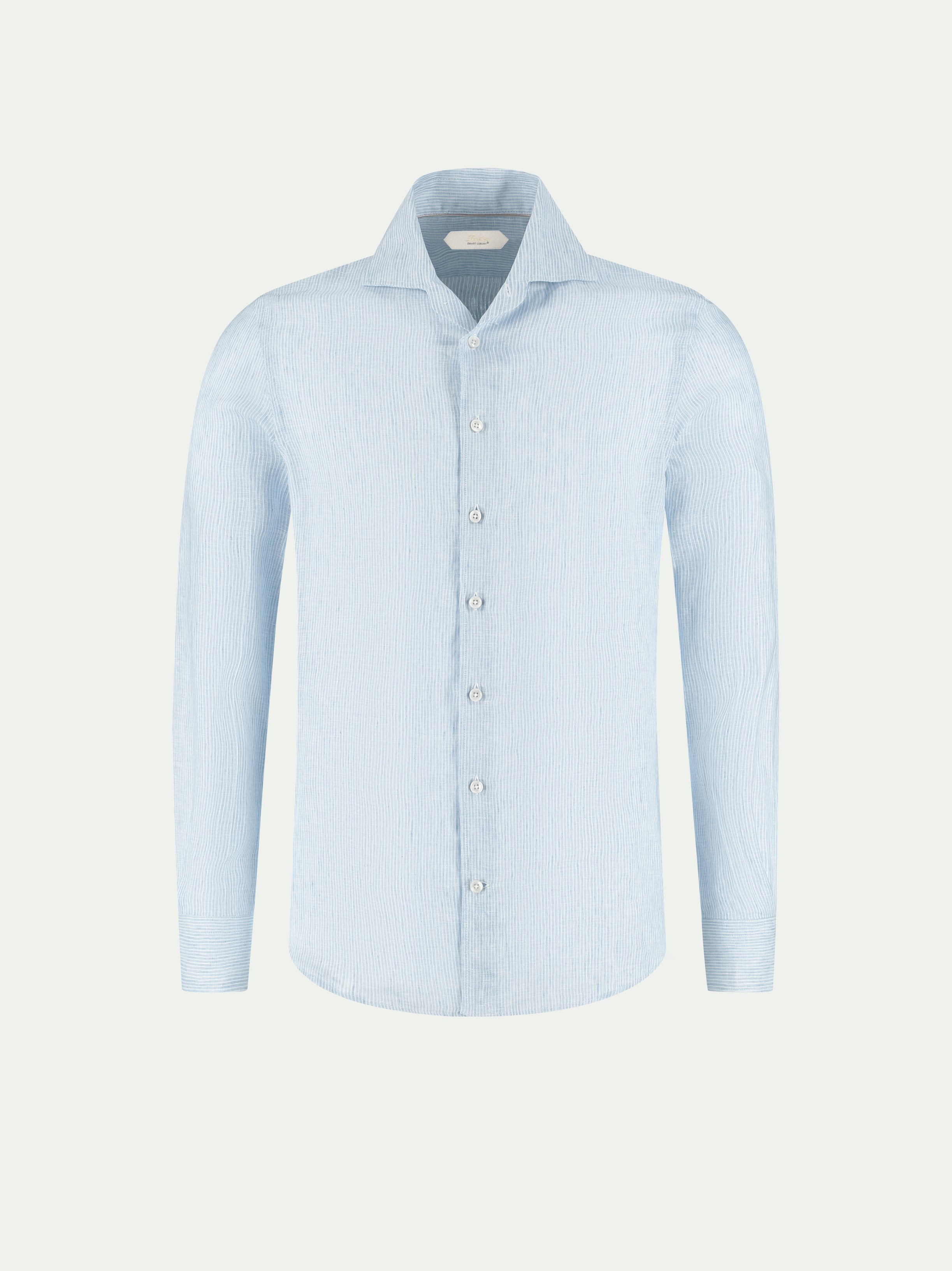 Light Blue Linen Stripe Seaside Shirt