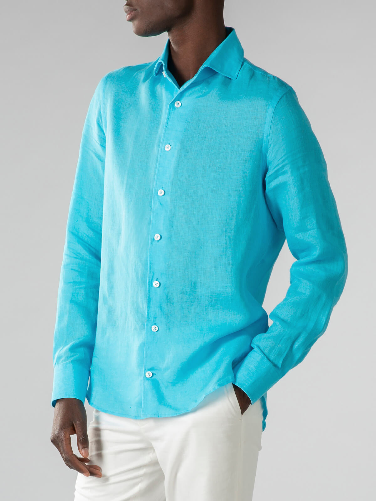 Ocean Blue Linen Seaside Shirt
