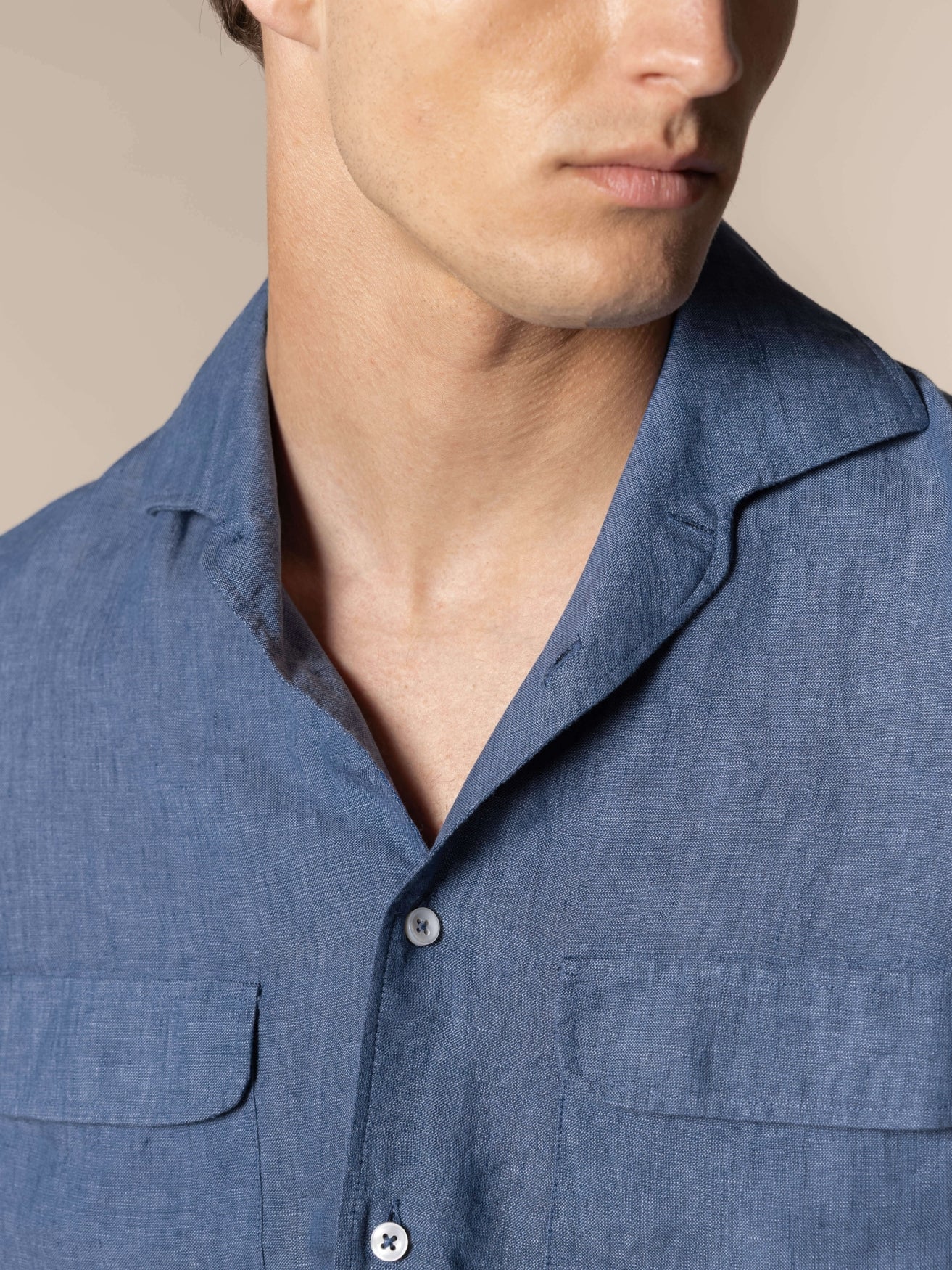 Linen Pocket Shirt | Mid Blue