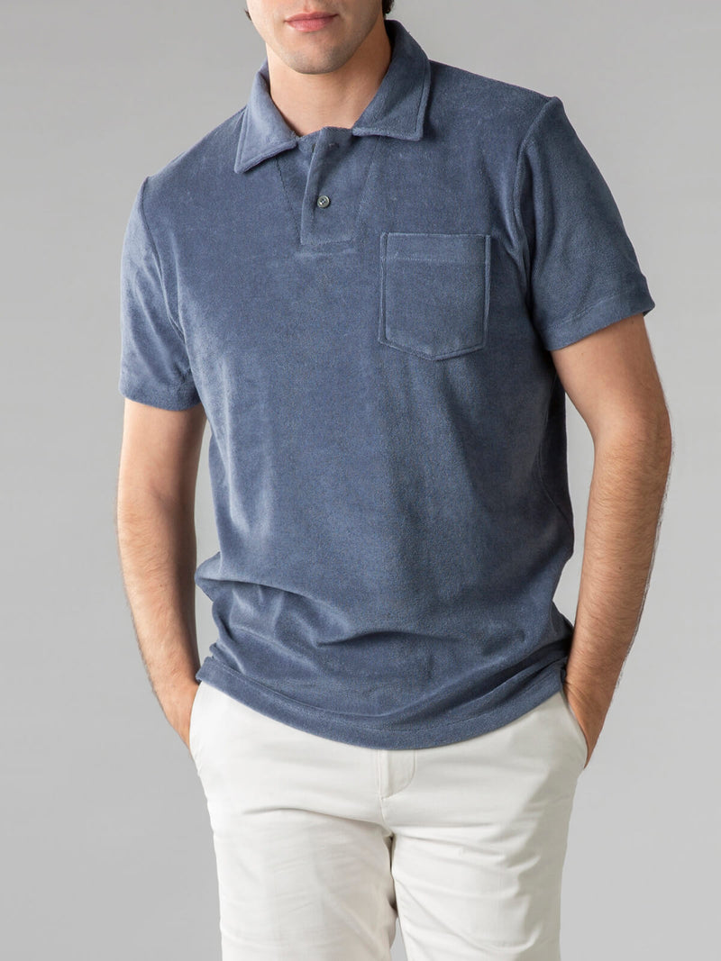 Frottee-Poloshirt 'Terry' Steel Blue