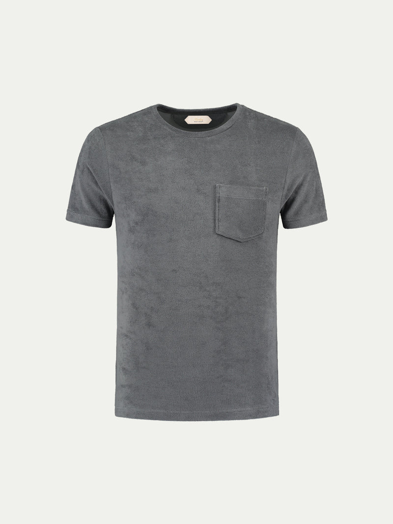 Frottee R-Neck T-Shirt Dunkelgrau