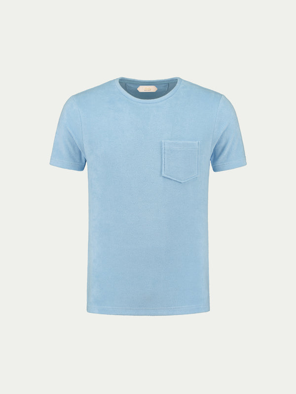 Frottee R-Neck T-Shirt Hellblau