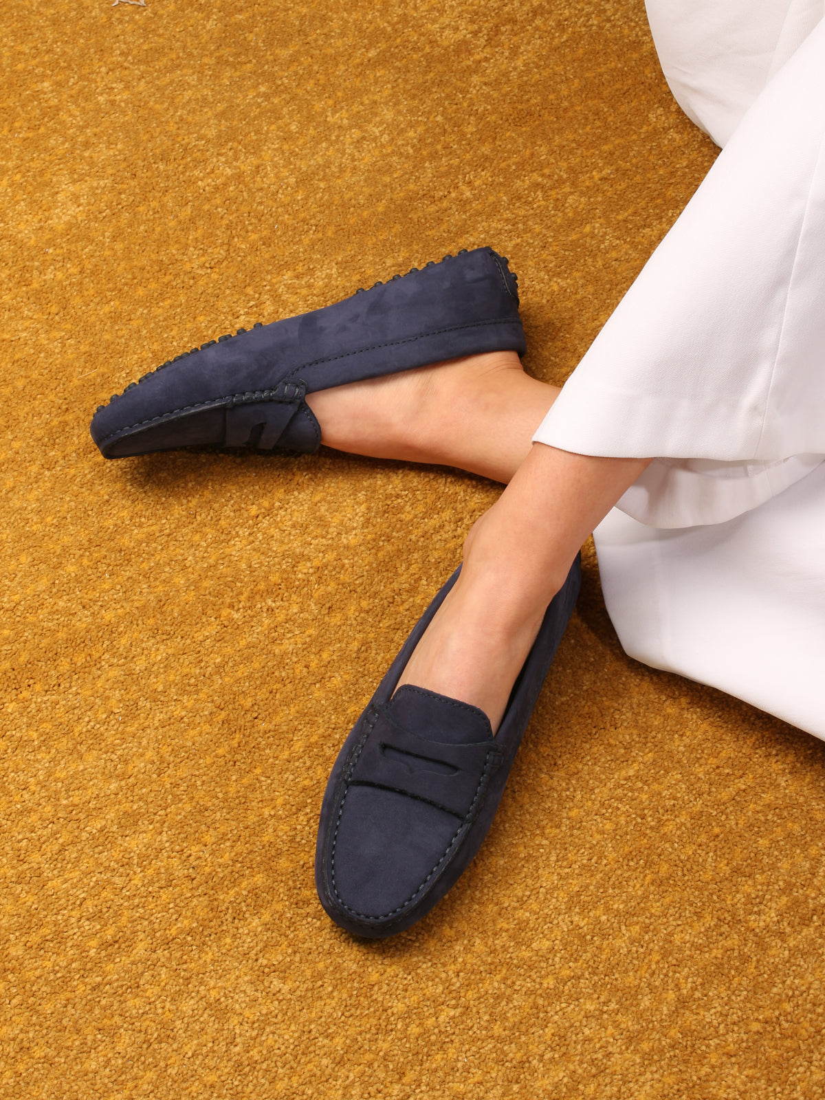 Mokassins aus Nubukleder Navy/Dunkelblau