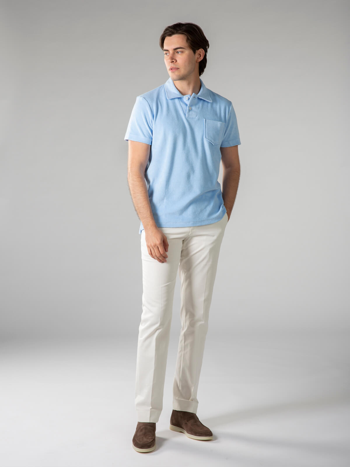 Frottee-Poloshirt 'Terry' Hellblau