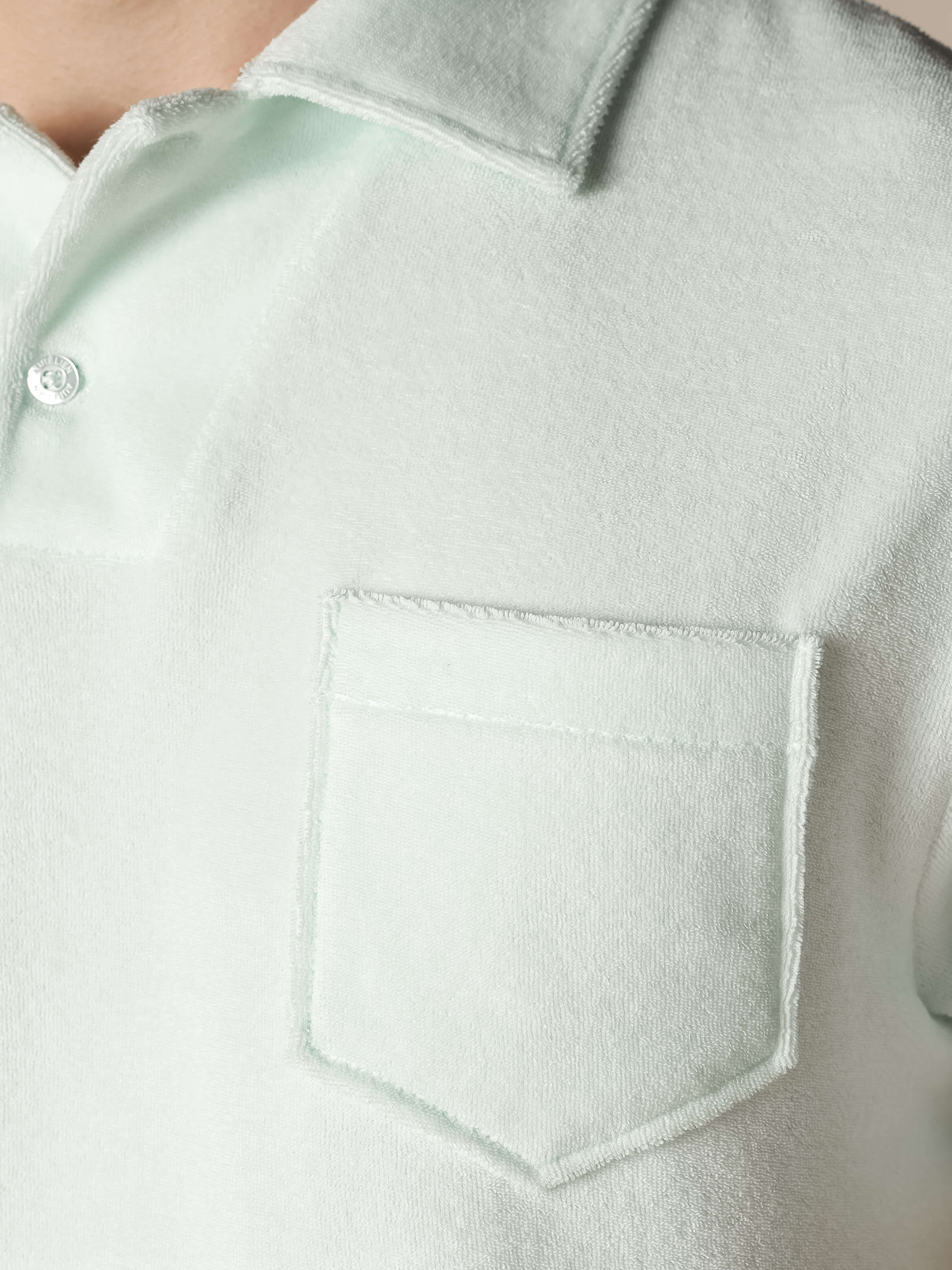 Light Aqua Terry Towelling Polo Shirt