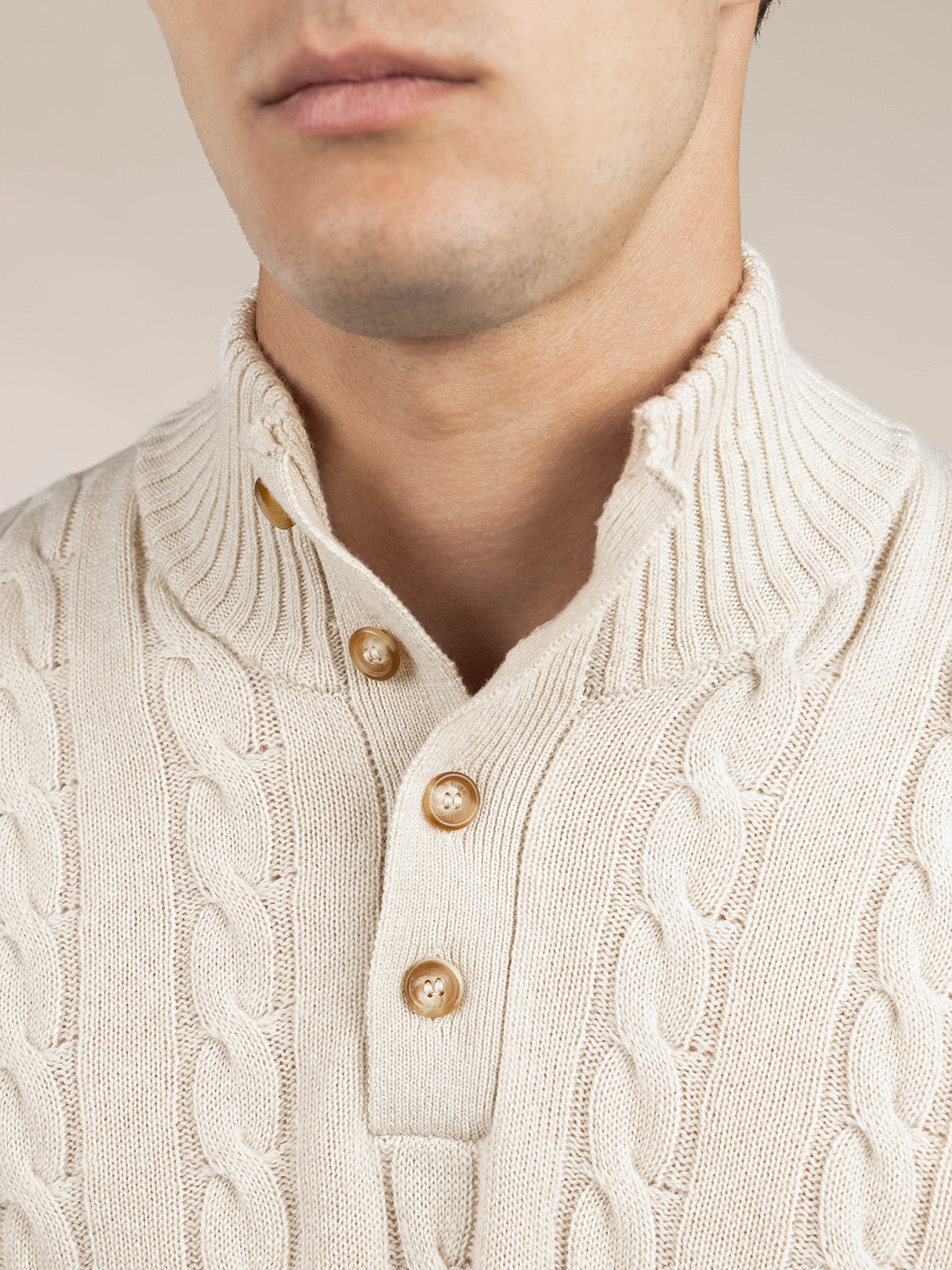 Light Beige Winter Button Sweater