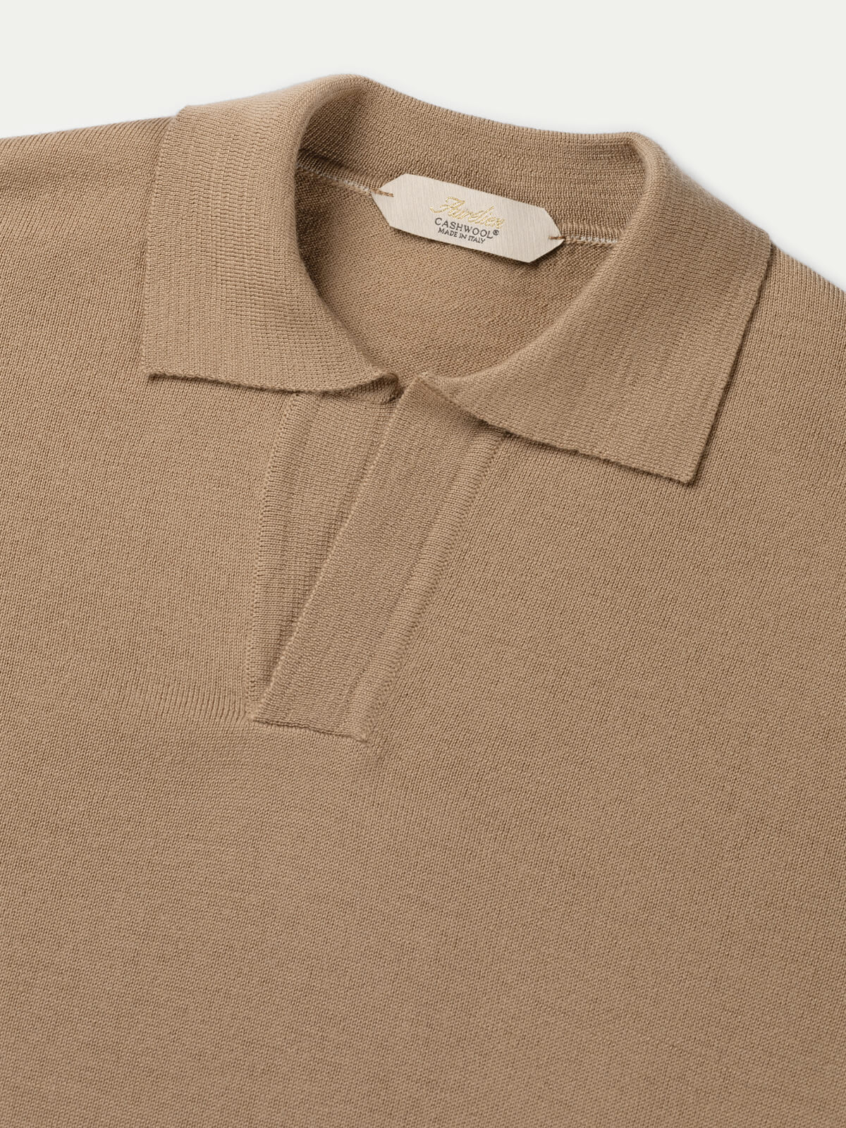 Extrafine Merino Buttonless Polo Hazelnut