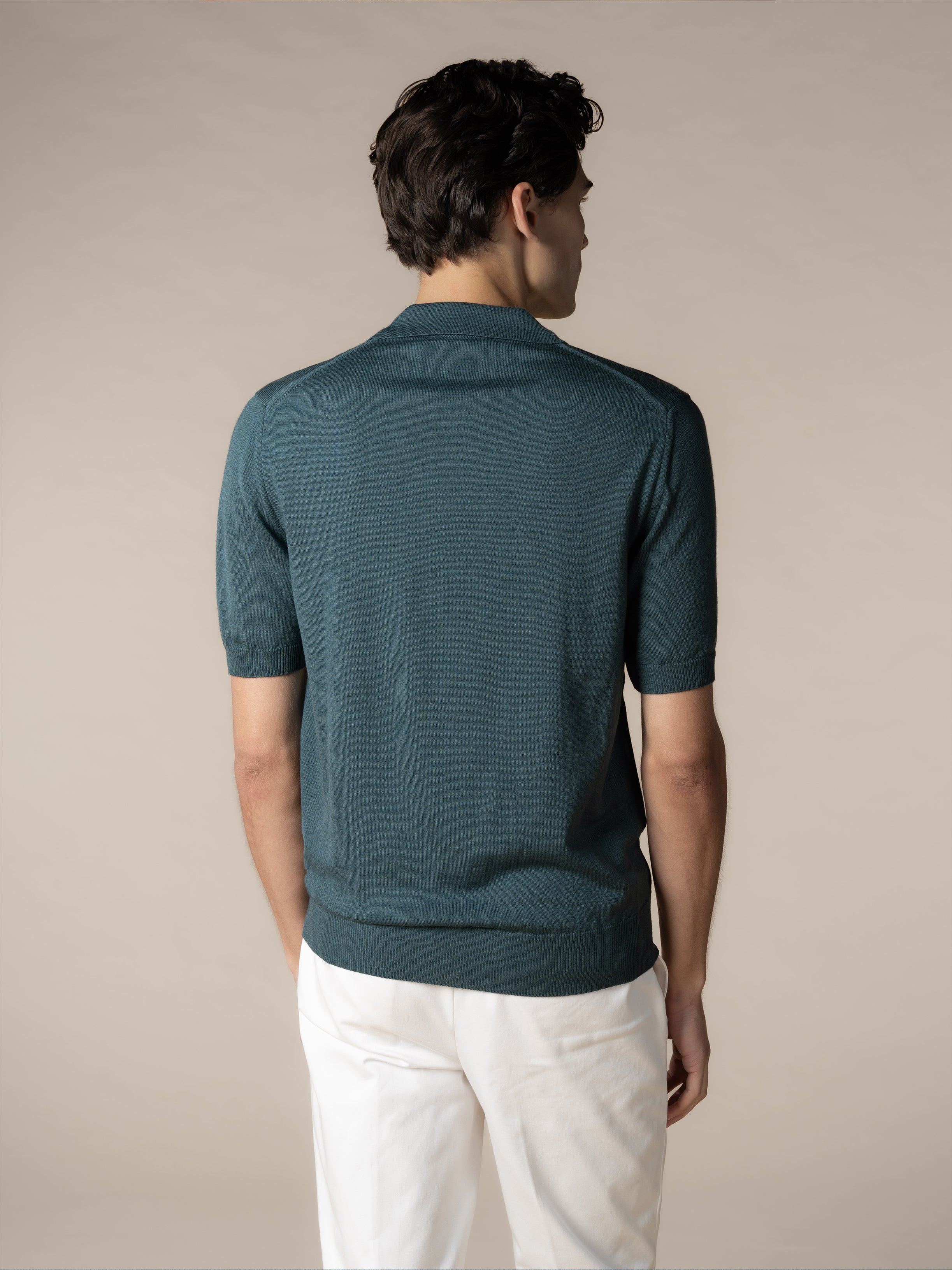 Shortsleeve Buttonless Polo Dark Aquamarine