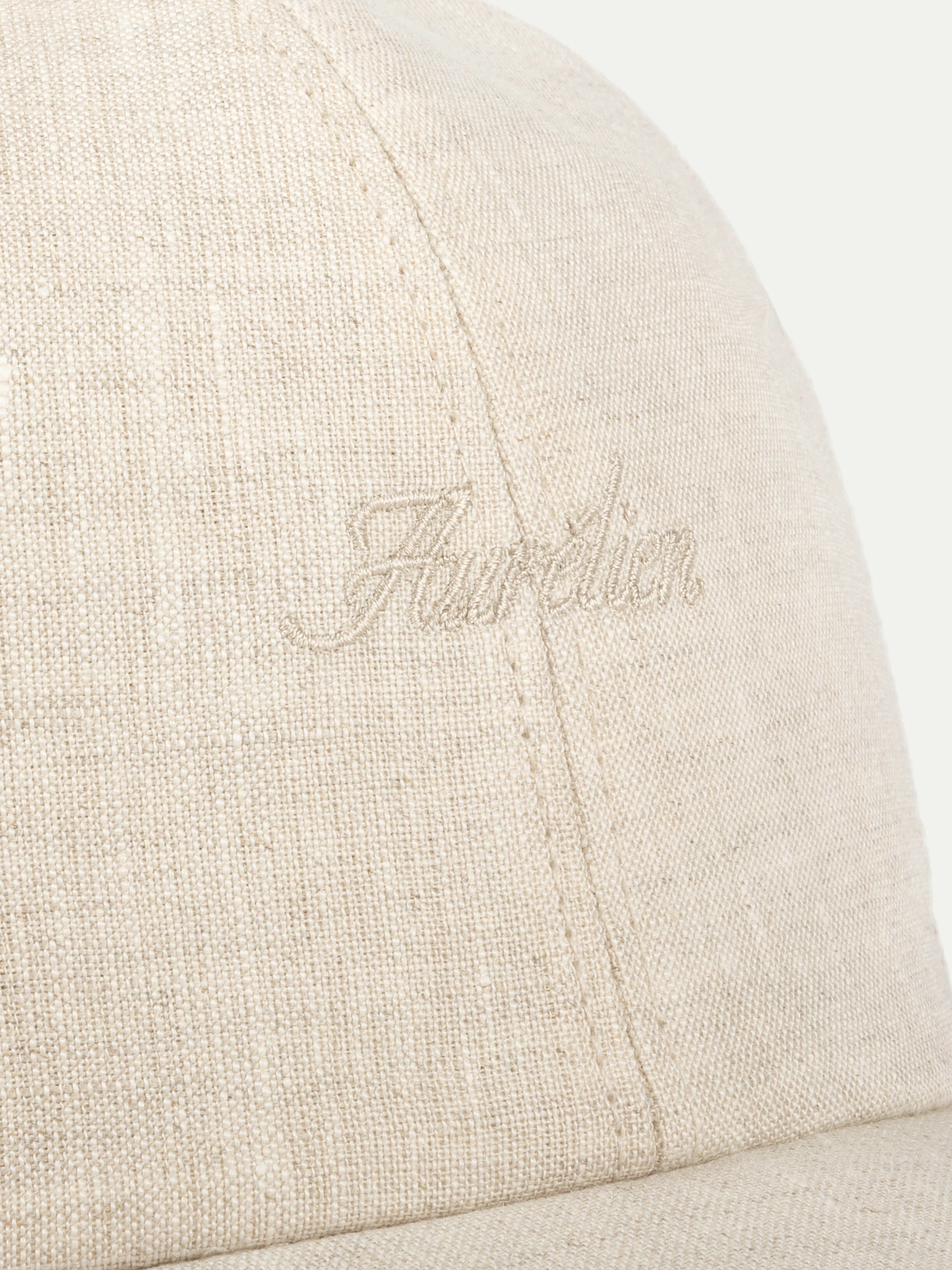 Beige Linen Baseball Cap