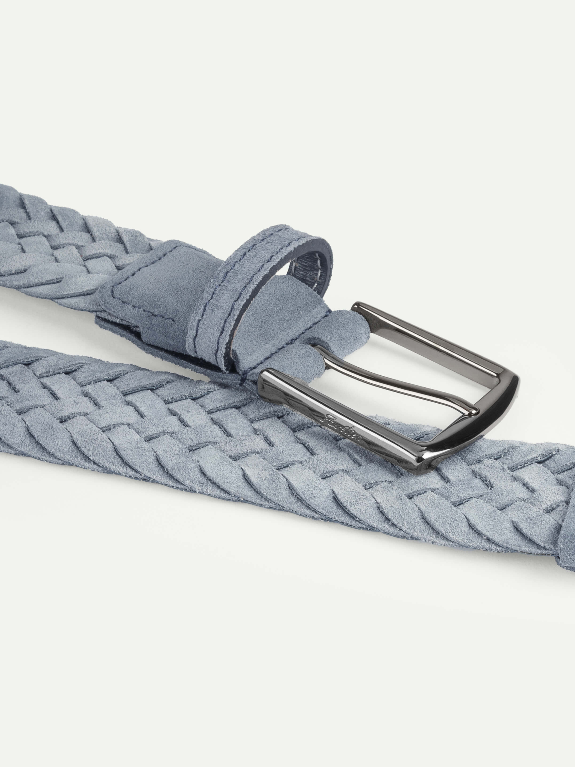 Light Blue Woven Suede Belt