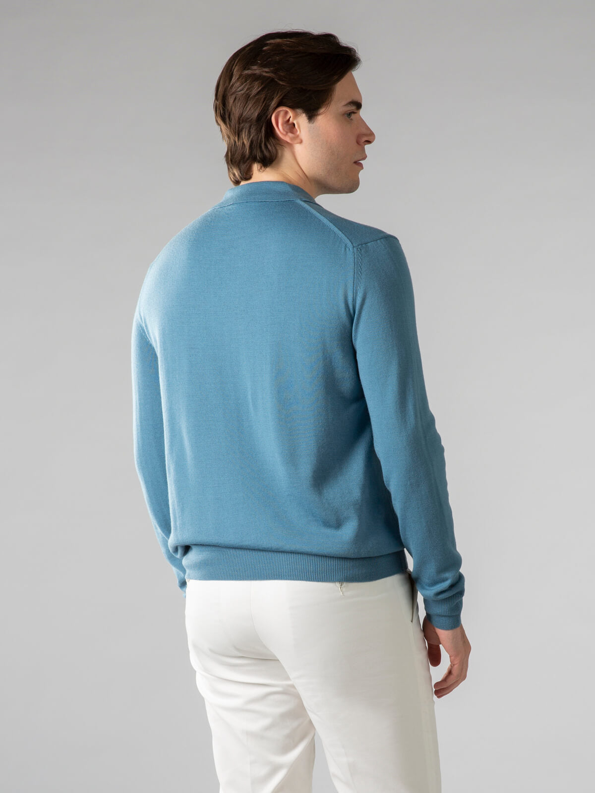 Extrafine Merino Polo Sapphire Blue Blue