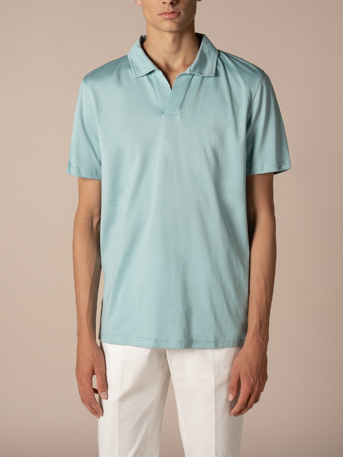 Blue Green Buttonless Polo Shirt