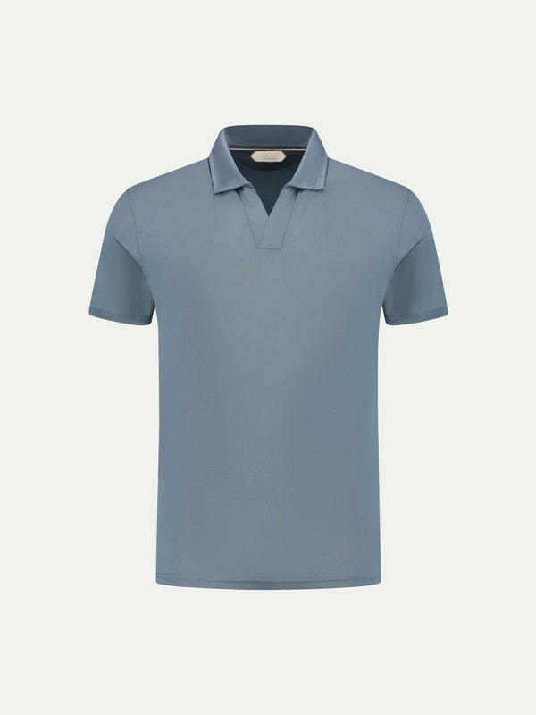 Steel Blue Buttonless Polo Shirt