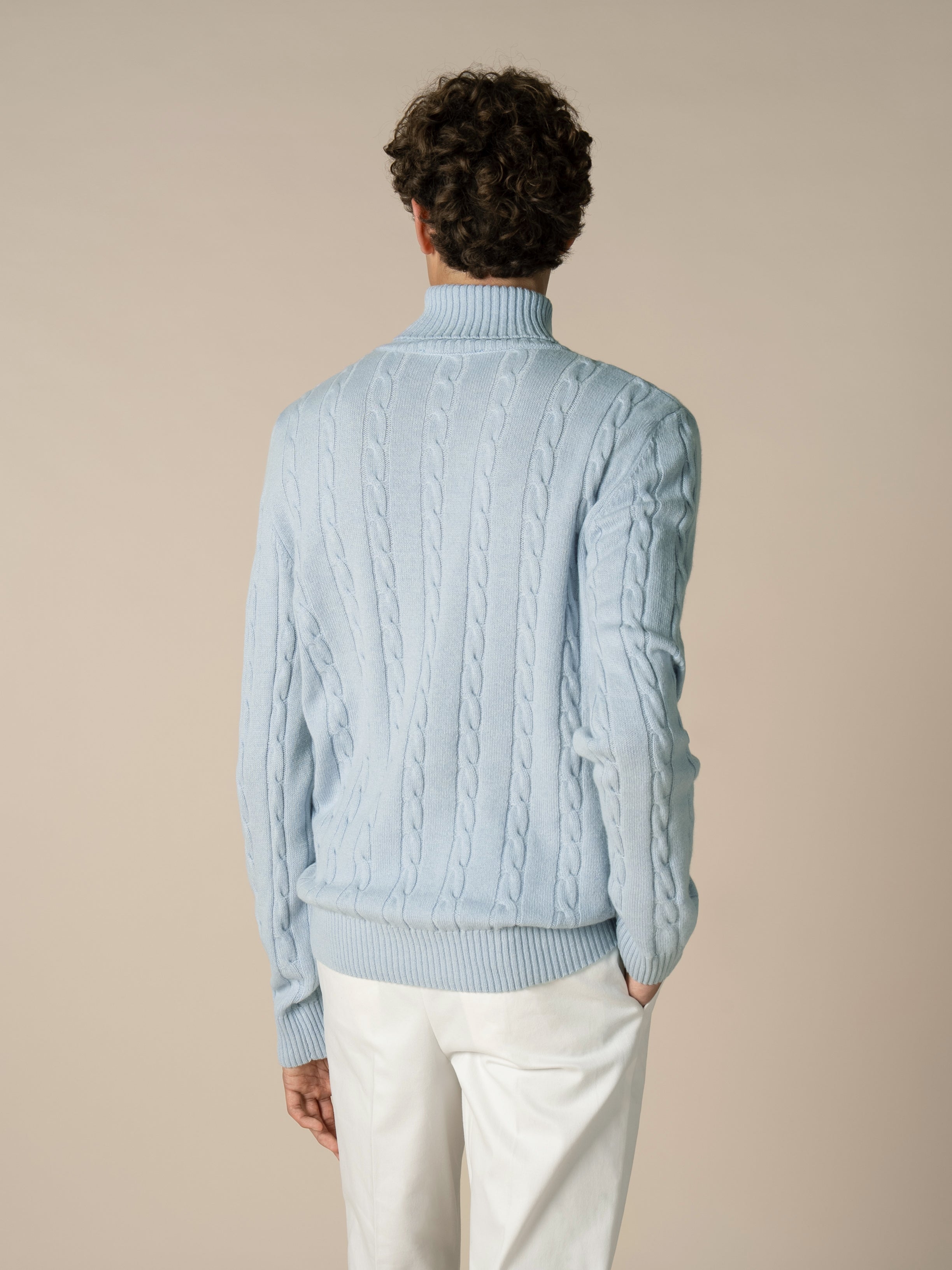 Dolcevita Cable Knit Sweater Baby Blue