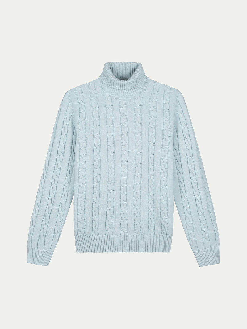 Dolcevita Cable Knit Sweater Baby Blue