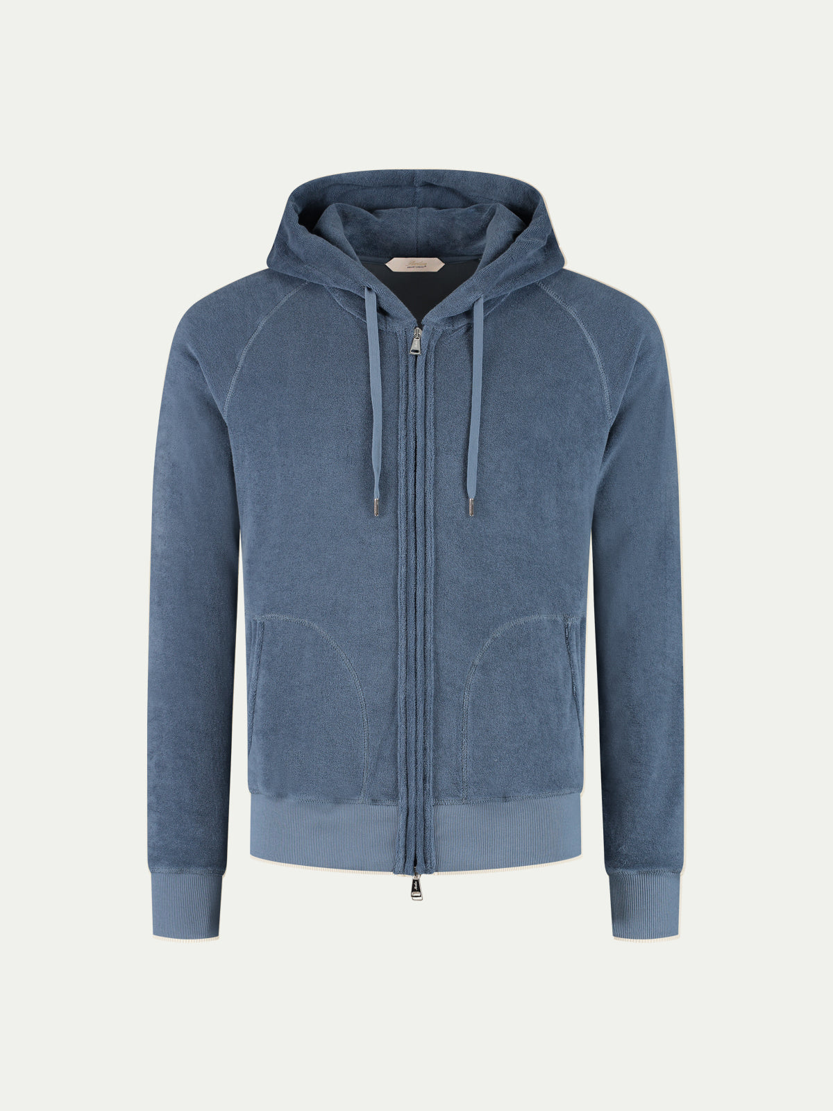 Steel Blue Terry Towelling Zipper Vest