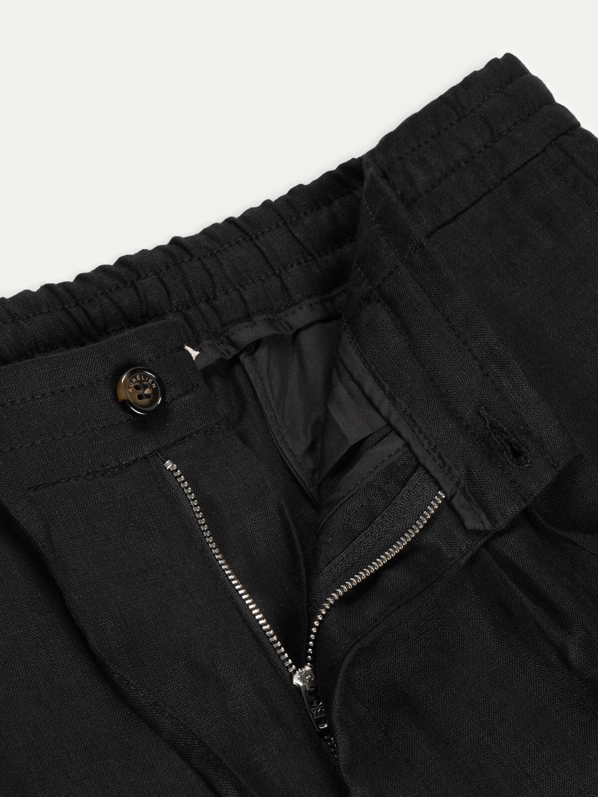 Black Linen Seaside Trousers