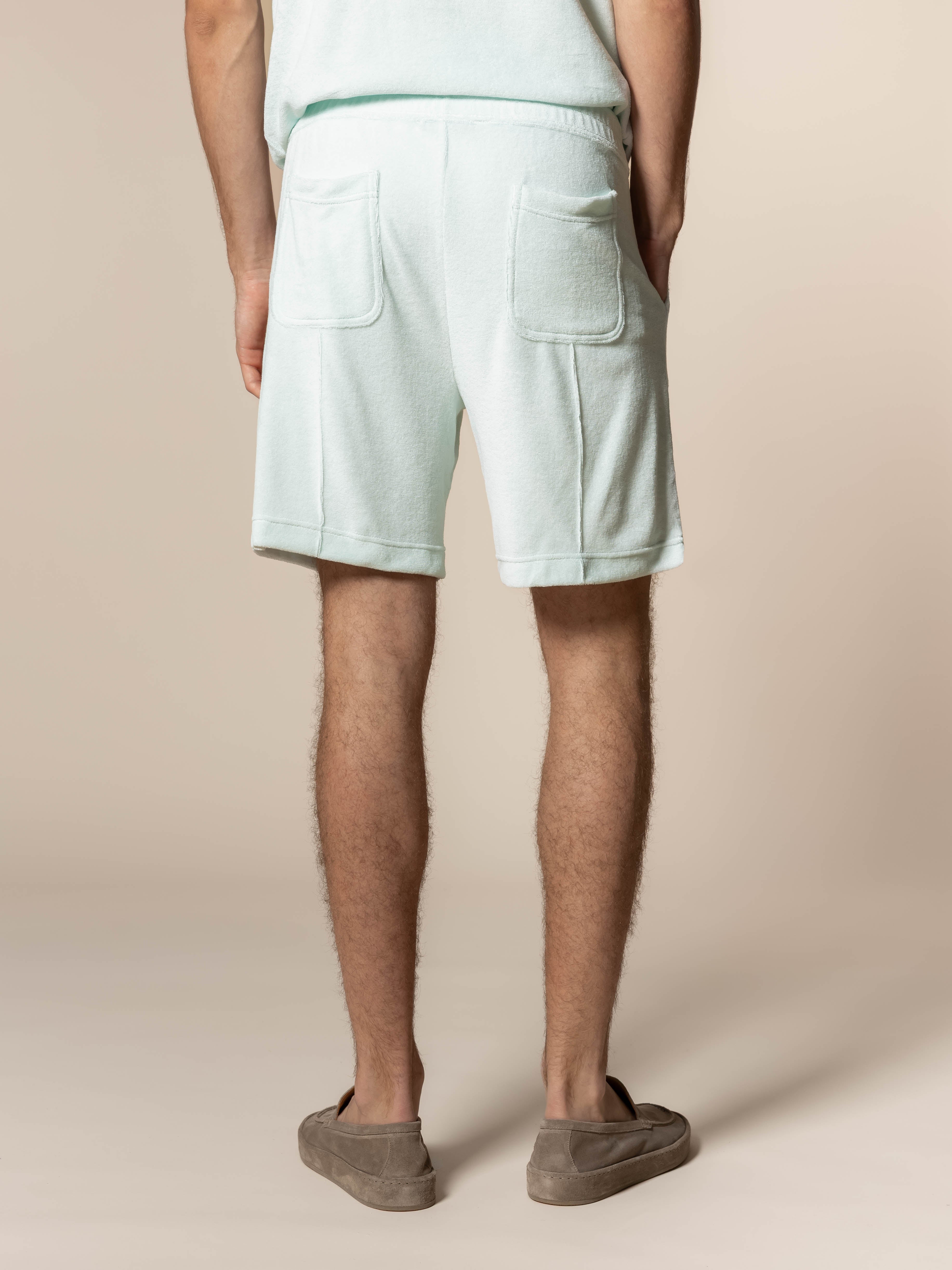 Light Aqua Terry Towelling Leisure Shorts