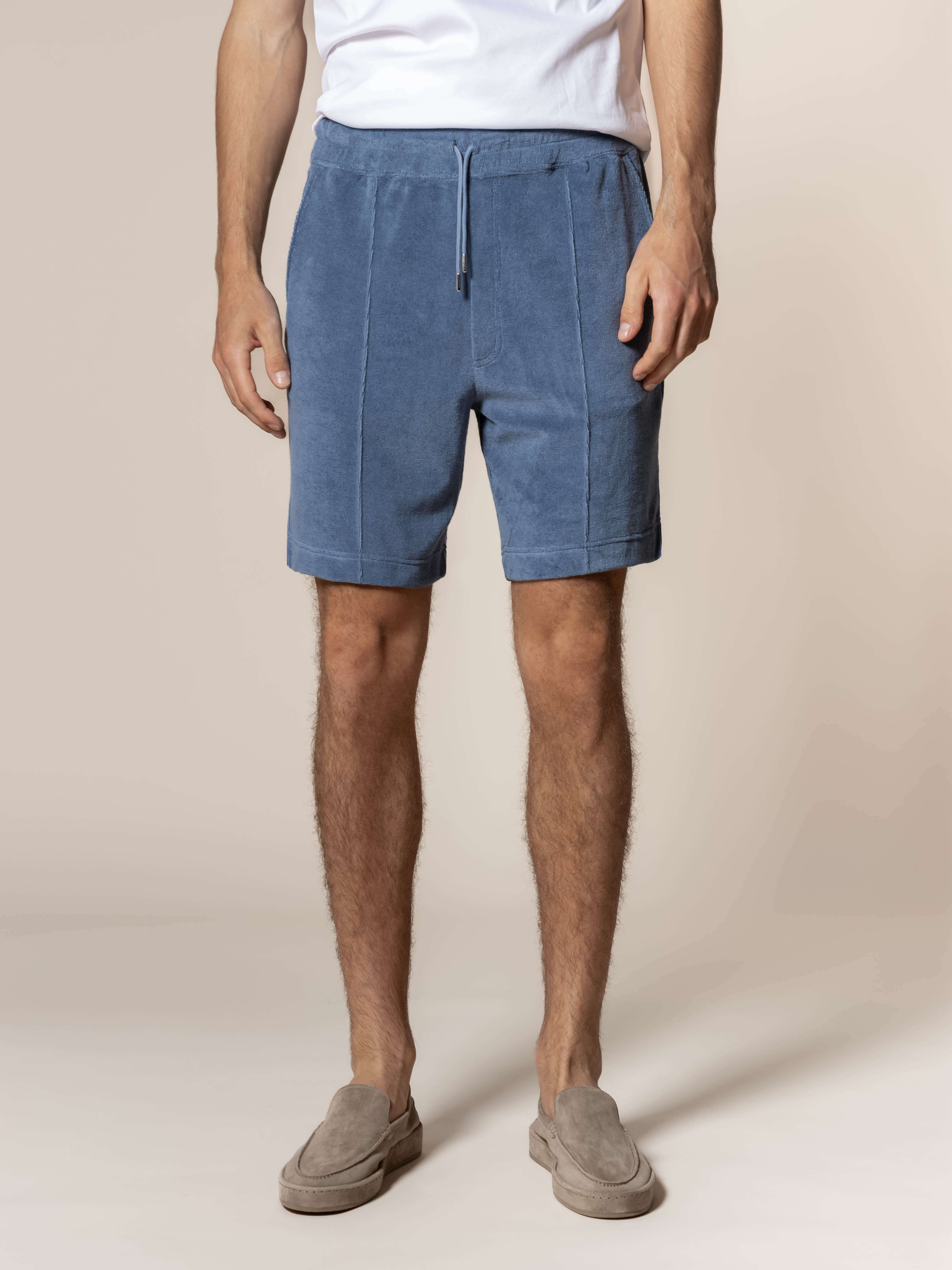 Steel Blue Terry Towelling Leisure Shorts