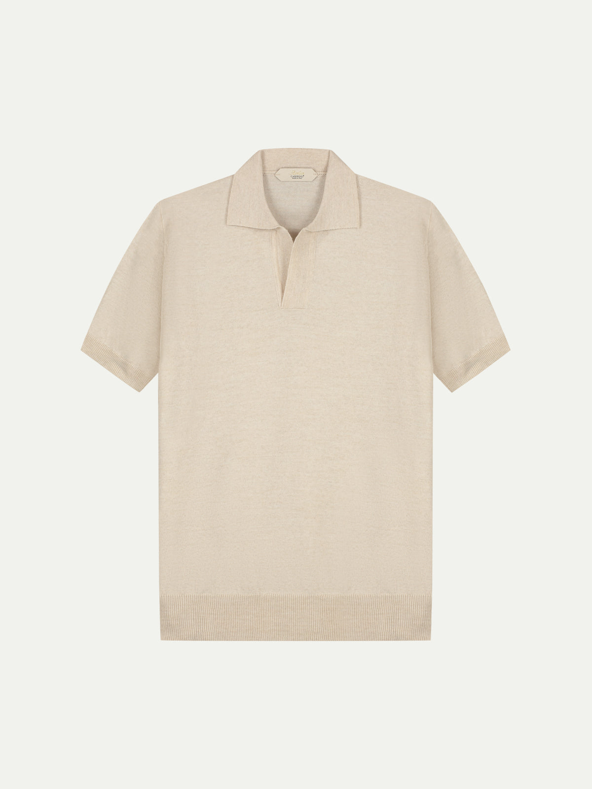 Shortsleeve Buttonless Polo Light Beige