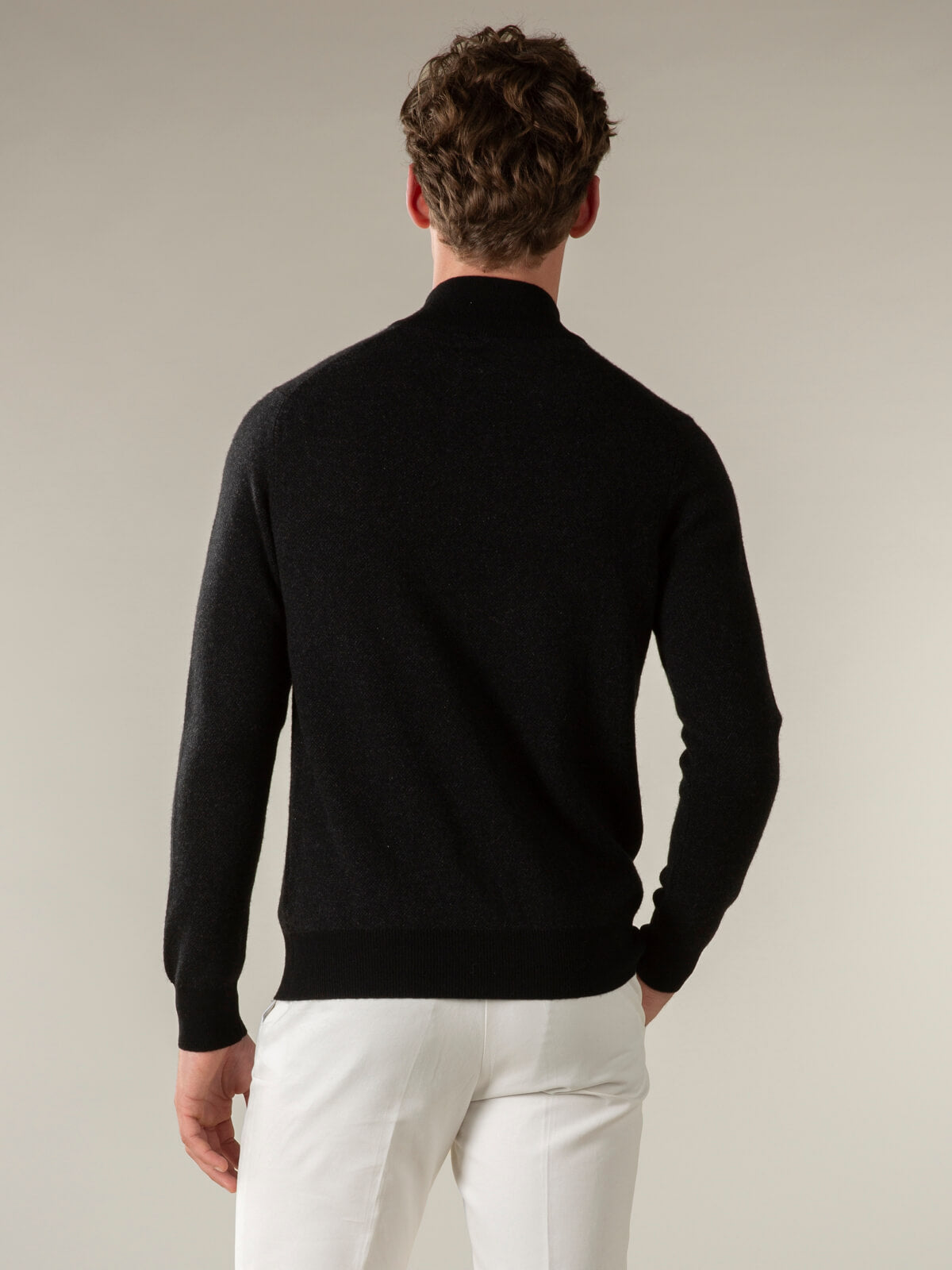 Black Jaquard Zipper Sweater