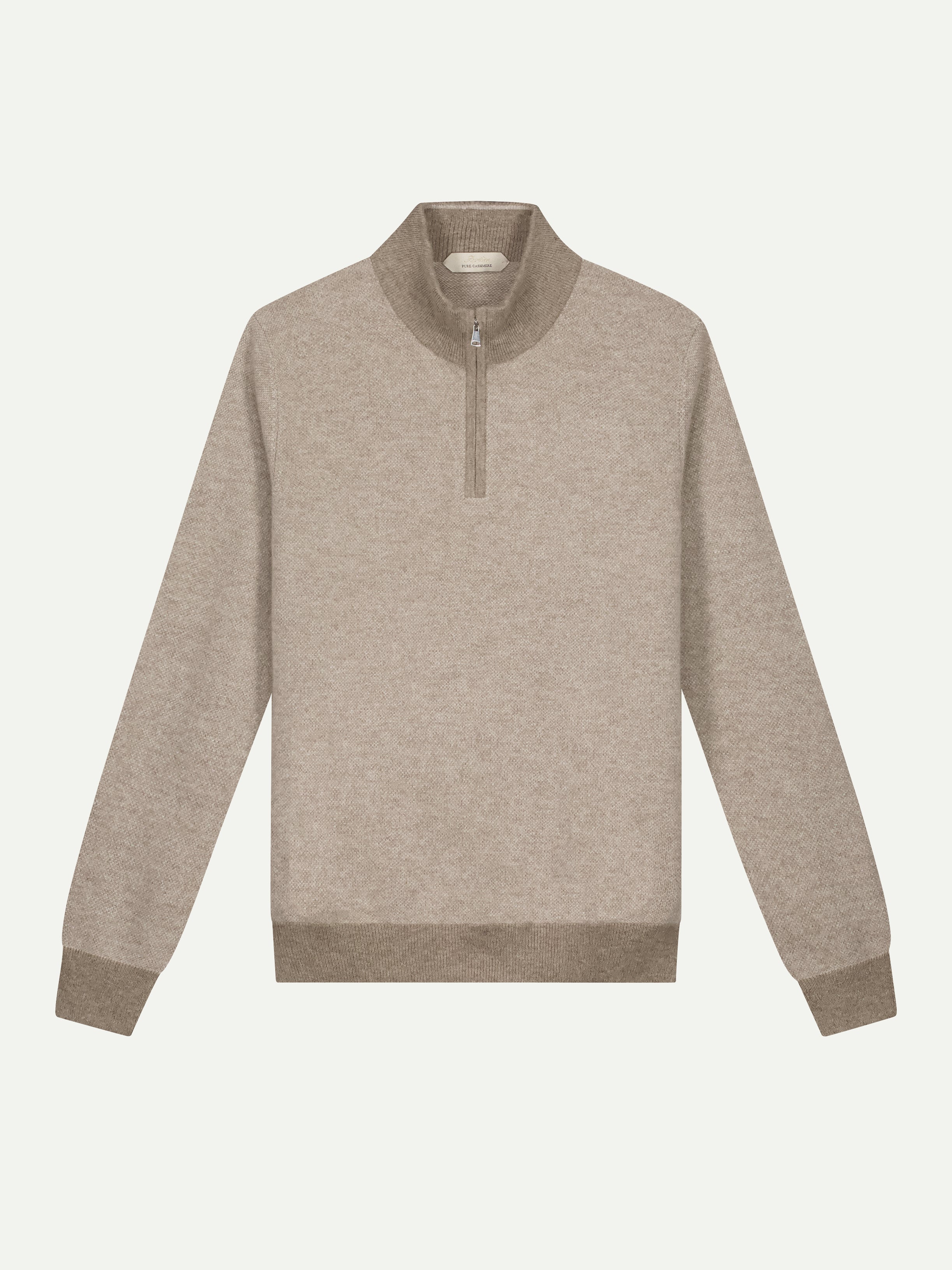 Greige Jaquard Zipper Sweater