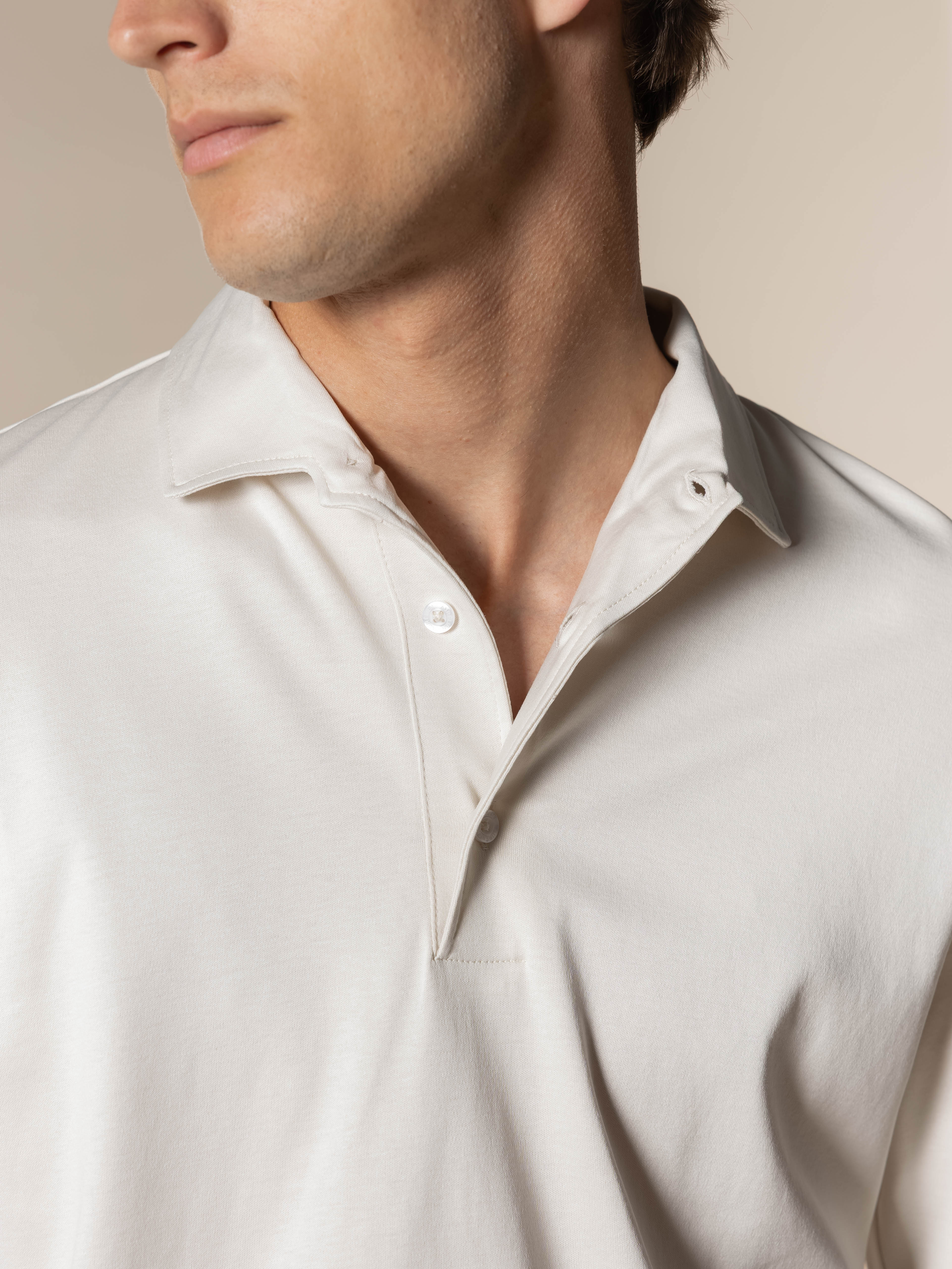 AUR1 Longsleeve Polo Ecru