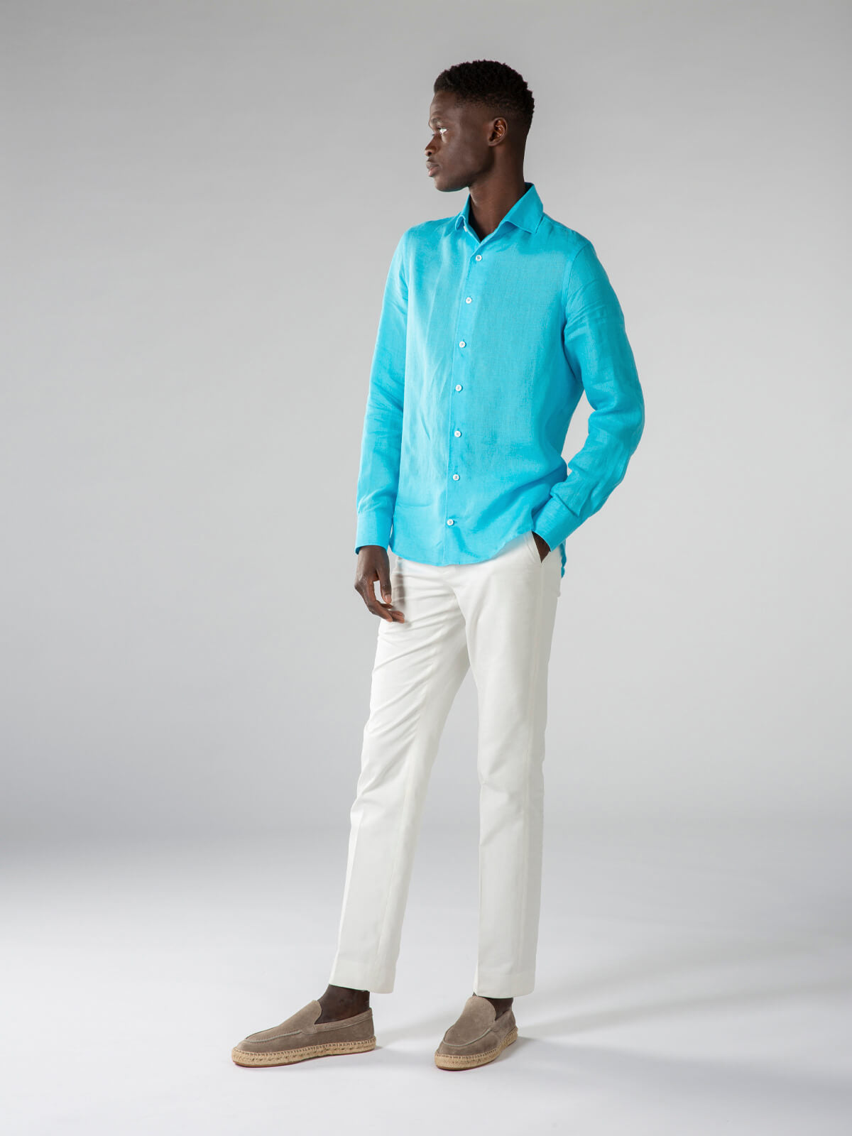 Ocean Blue Linen Seaside Shirt