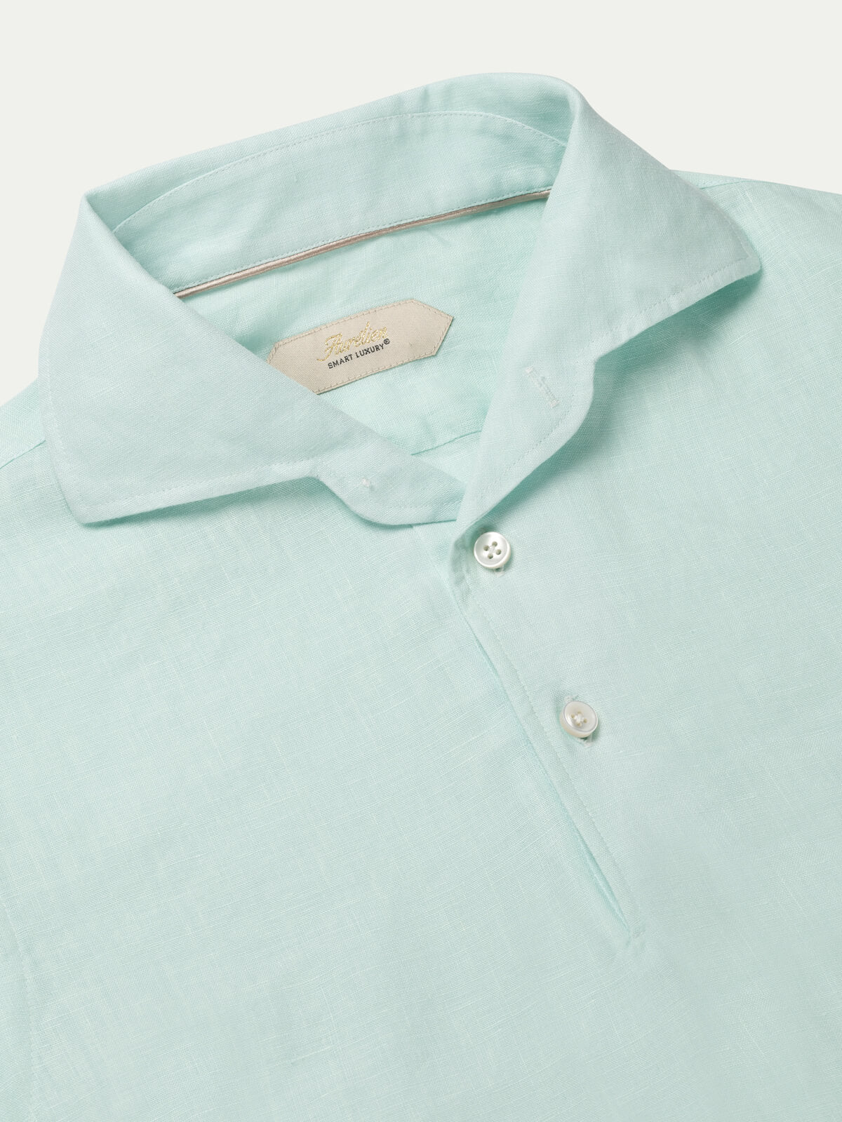 Light Aqua Linen Pop-over Shirt