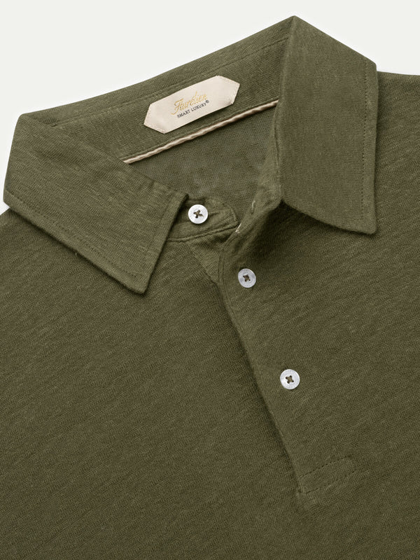 Olive Linen Polo Shirt