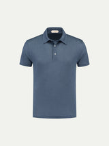 Steel Blue Linen Polo Shirt