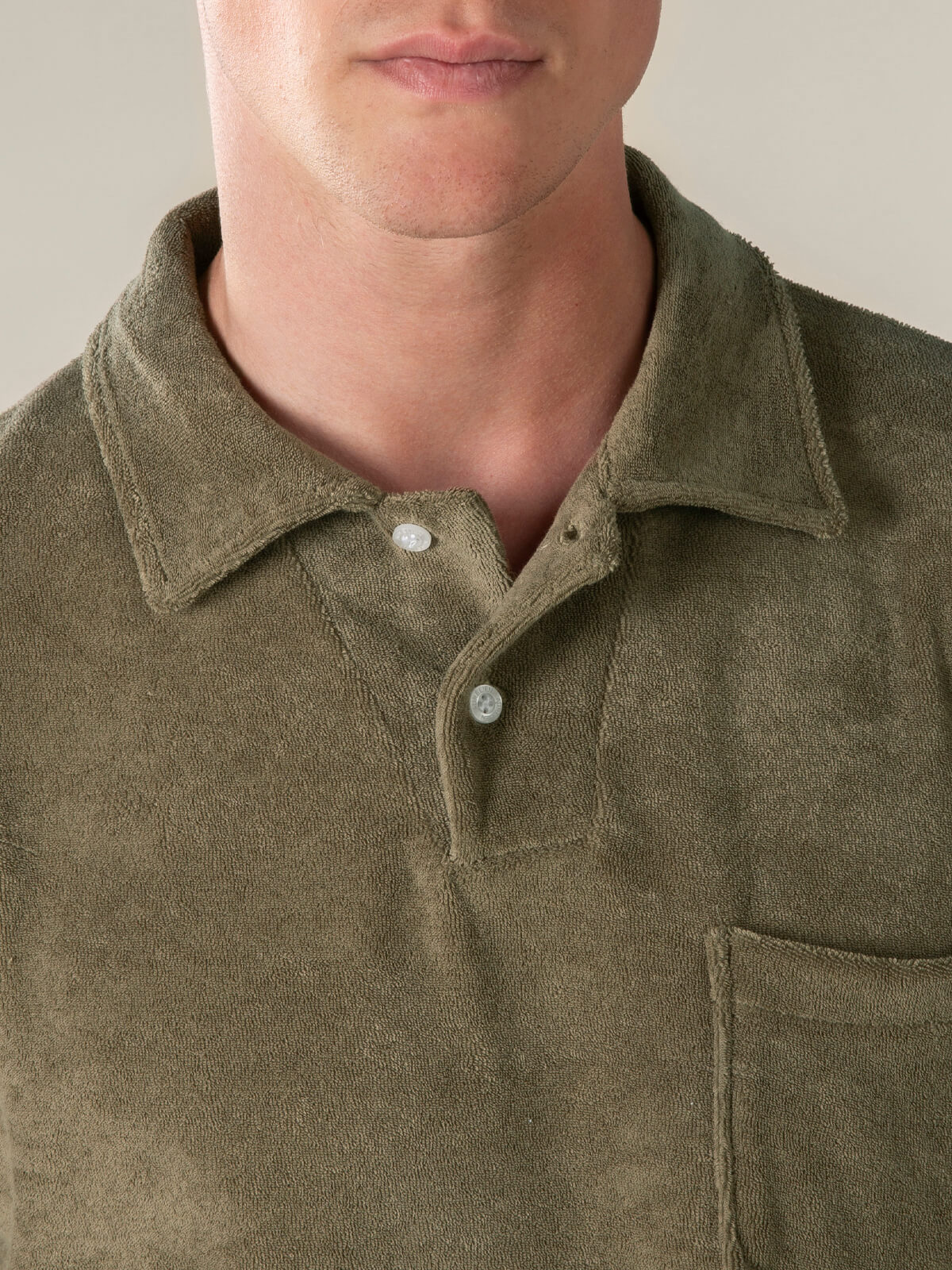 Olive Terry Towelling Polo Shirt