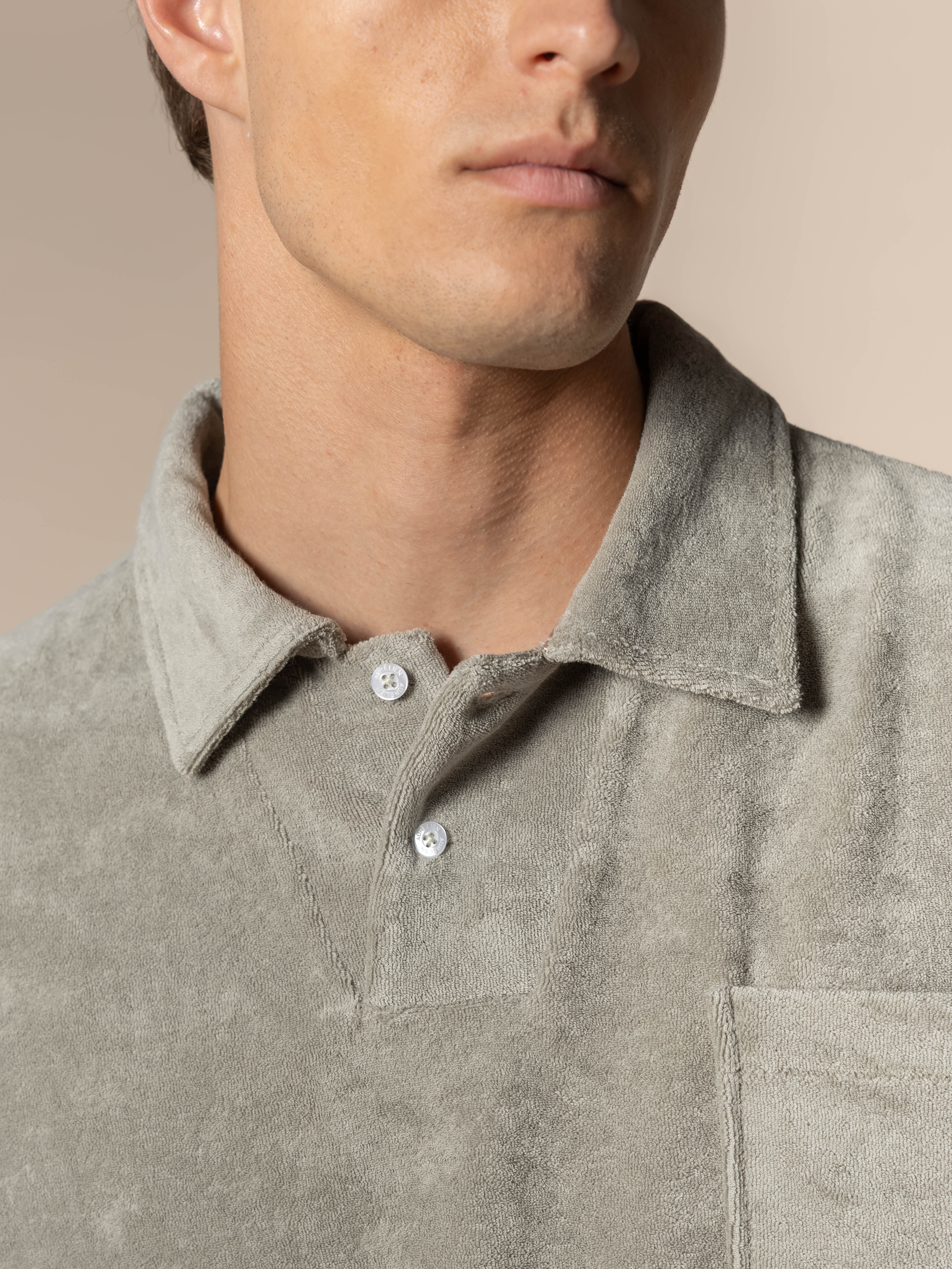 Pistache Terry Towelling Polo Shirt