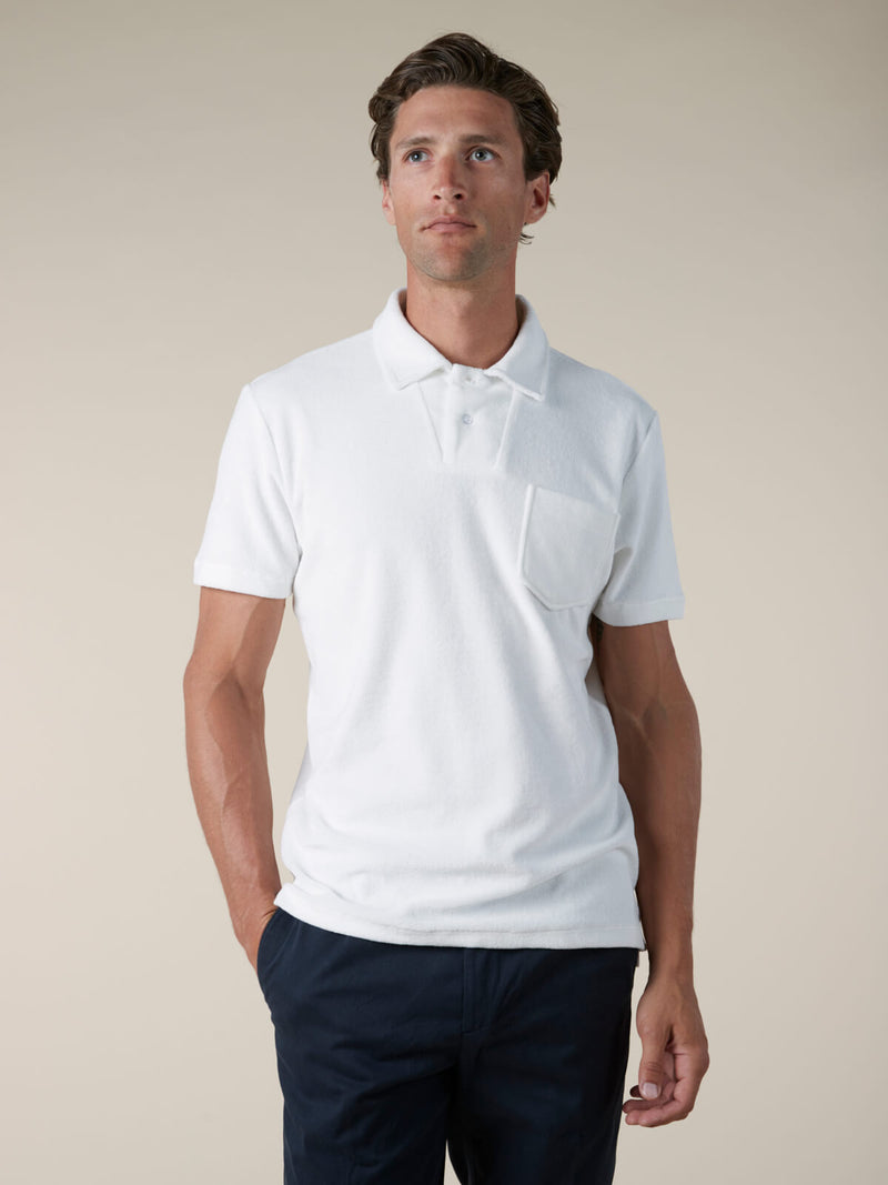 White Terry Towelling Polo Shirt