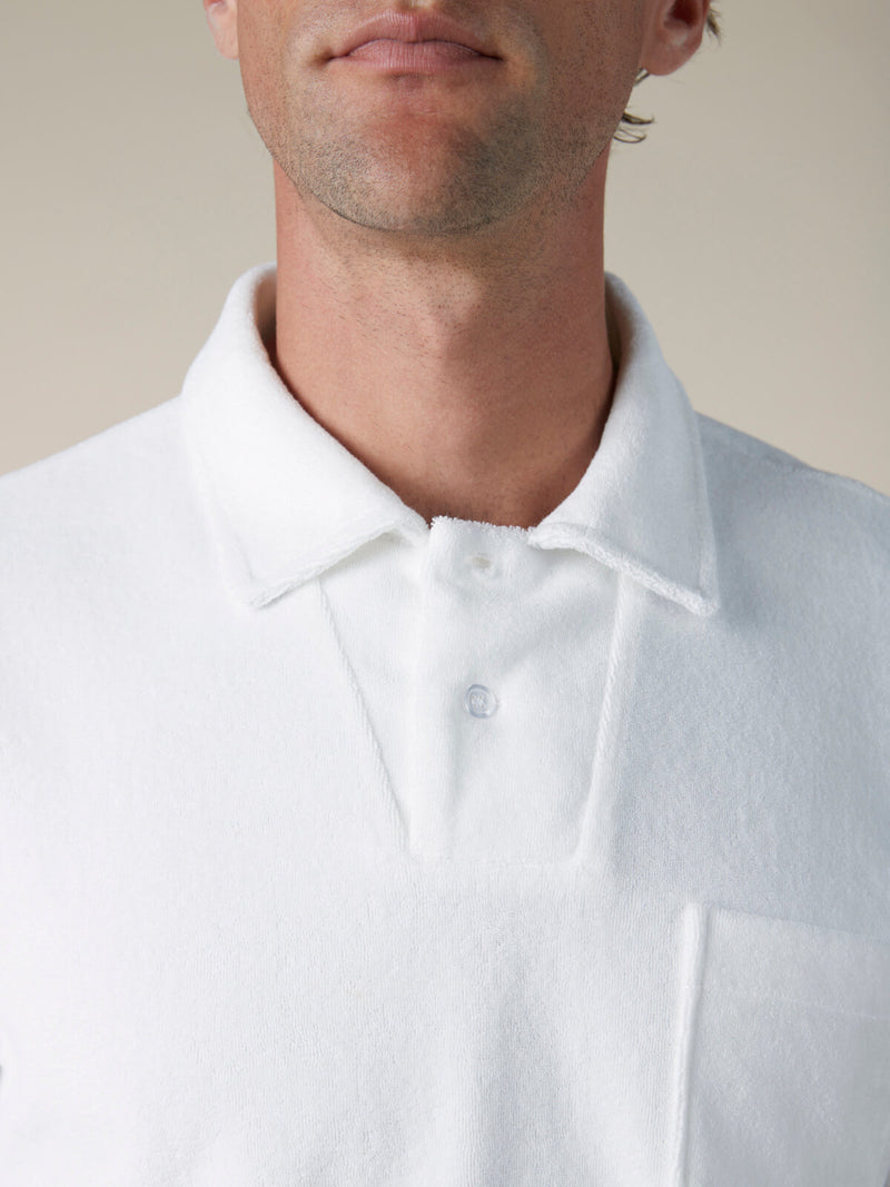 White Terry Towelling Polo Shirt