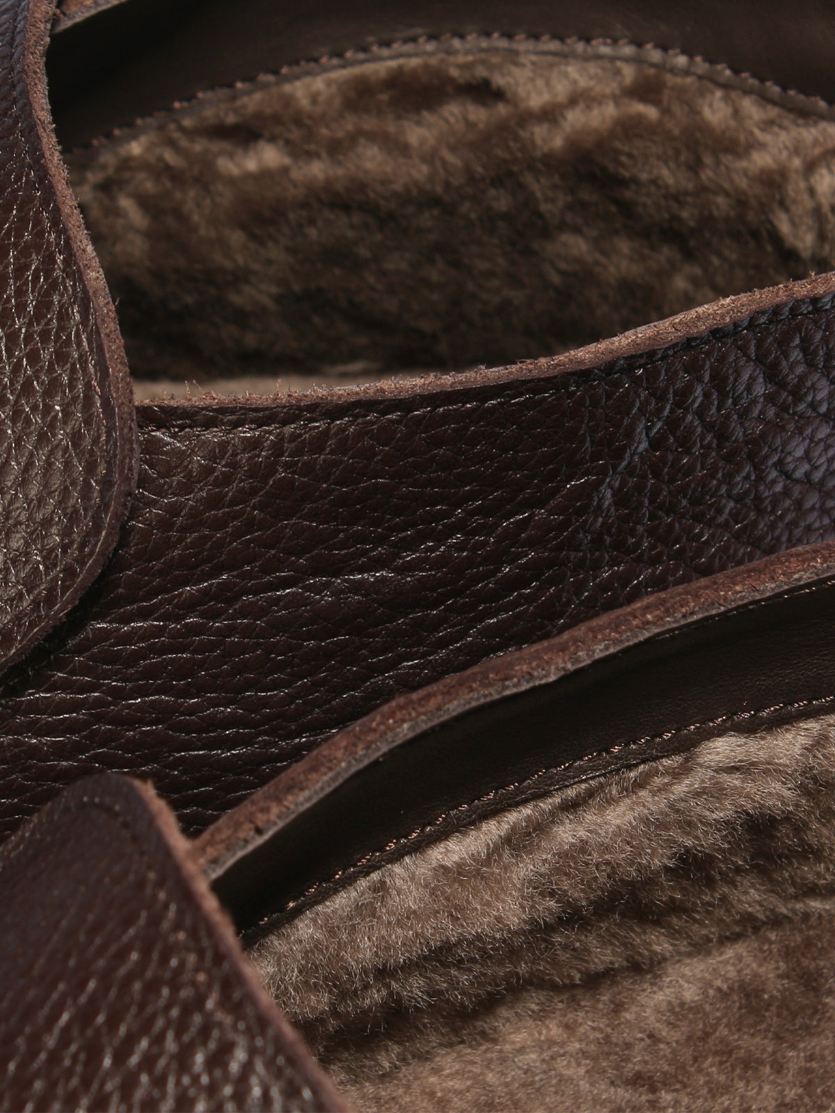 Shearling-Lined Brown Grain City Loafer