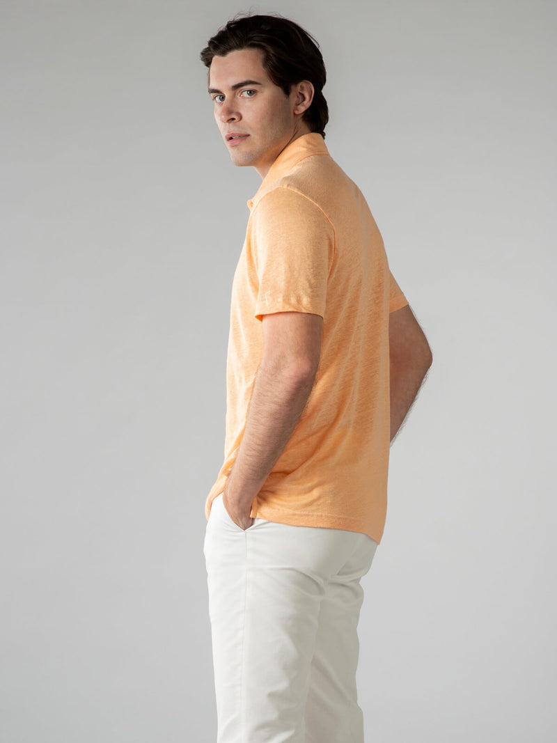 Peach Linen Polo Shirt