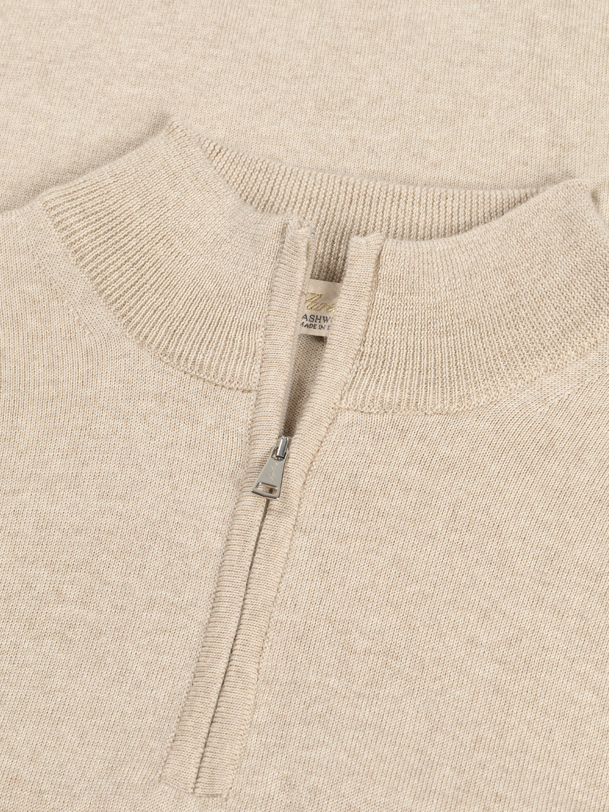 Extrafine Merino Zipper Sweater Light Beige