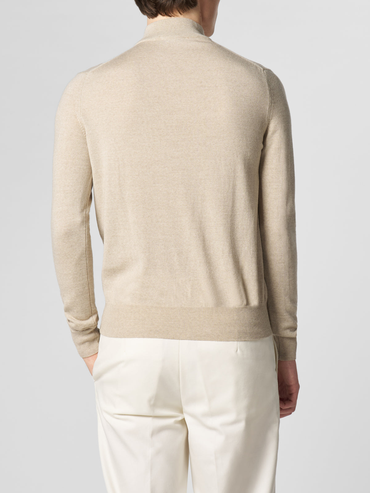 Extrafine Merino Zipper Sweater Light Beige