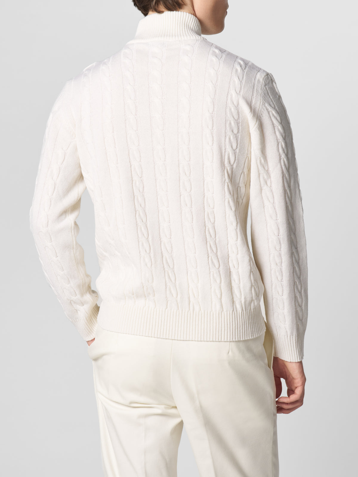 Zipper Cable Sweater Ivory