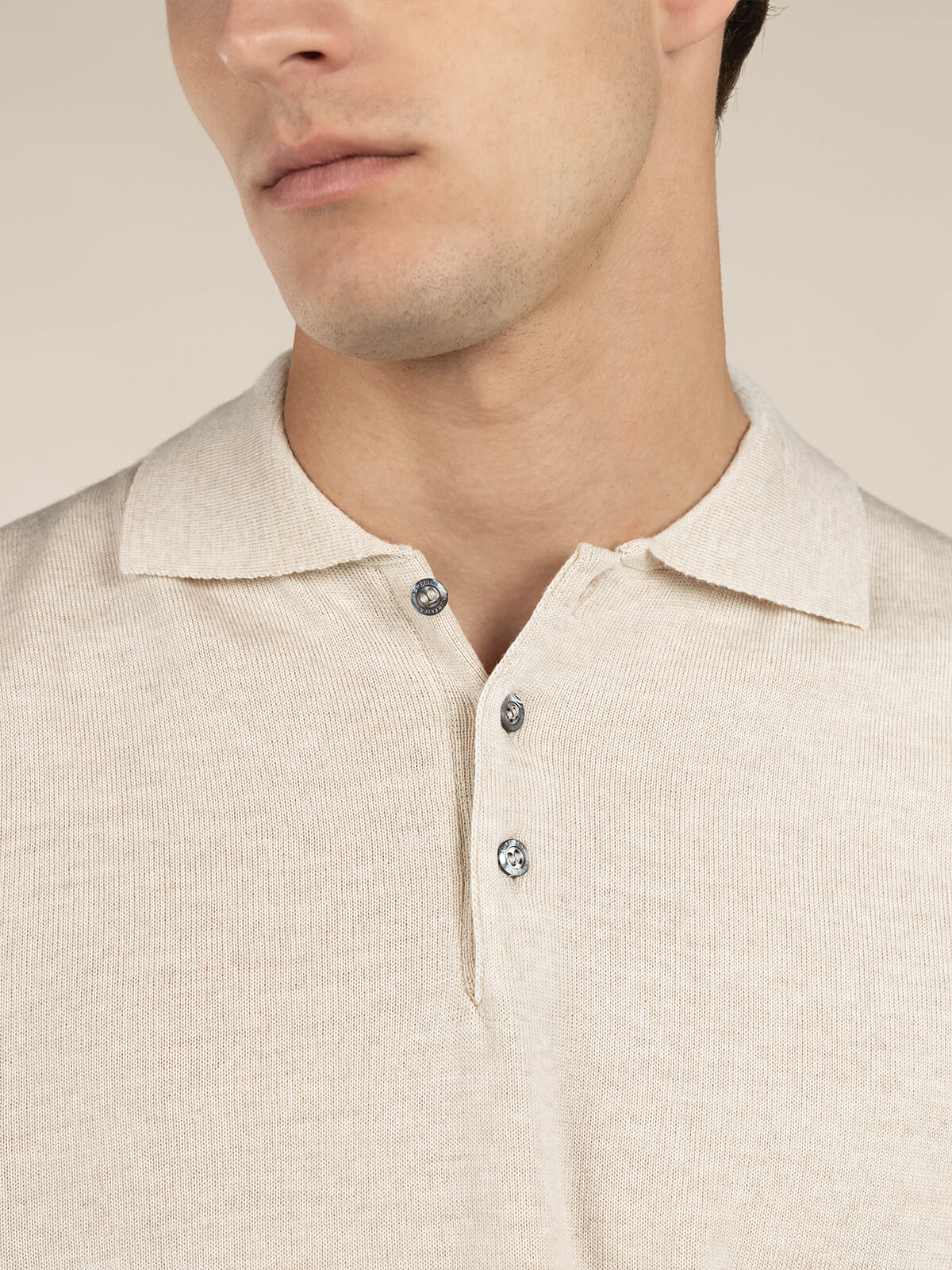 Extrafine Merino Polo Light Beige